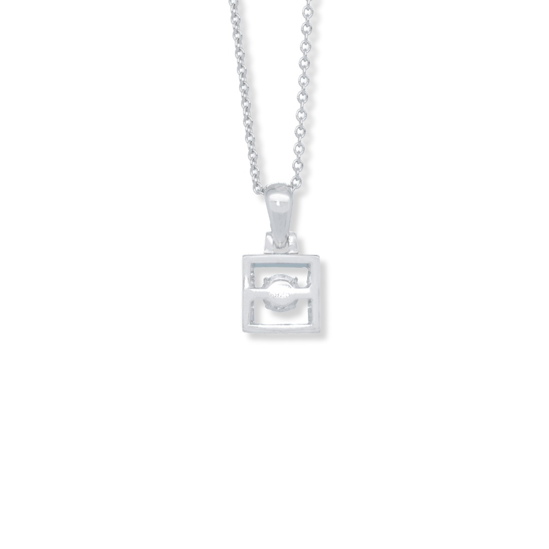 925 Sterling Silver Spiral Rectangular Necklace