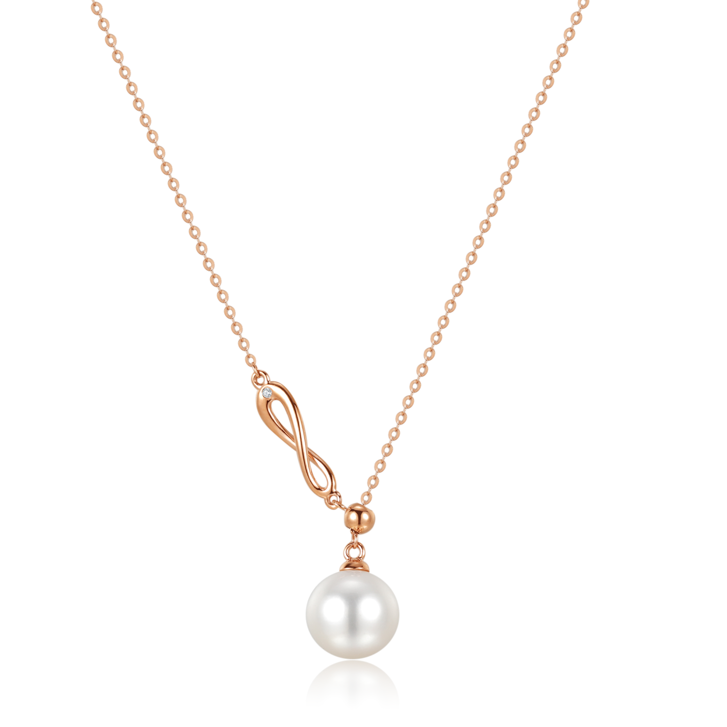 18K Diamond "Ouroboros" Freshwater Pearls Necklace