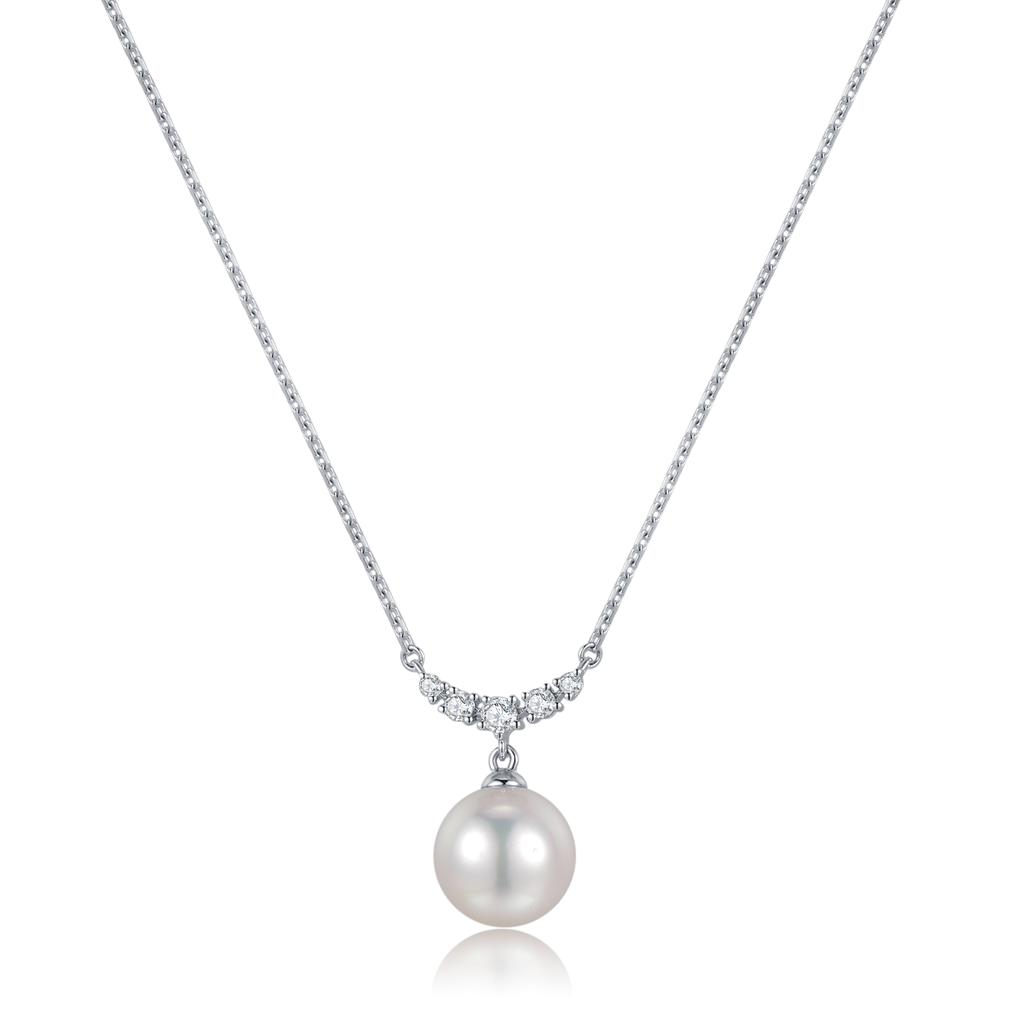 Diamond moon Sea Pearls Necklace