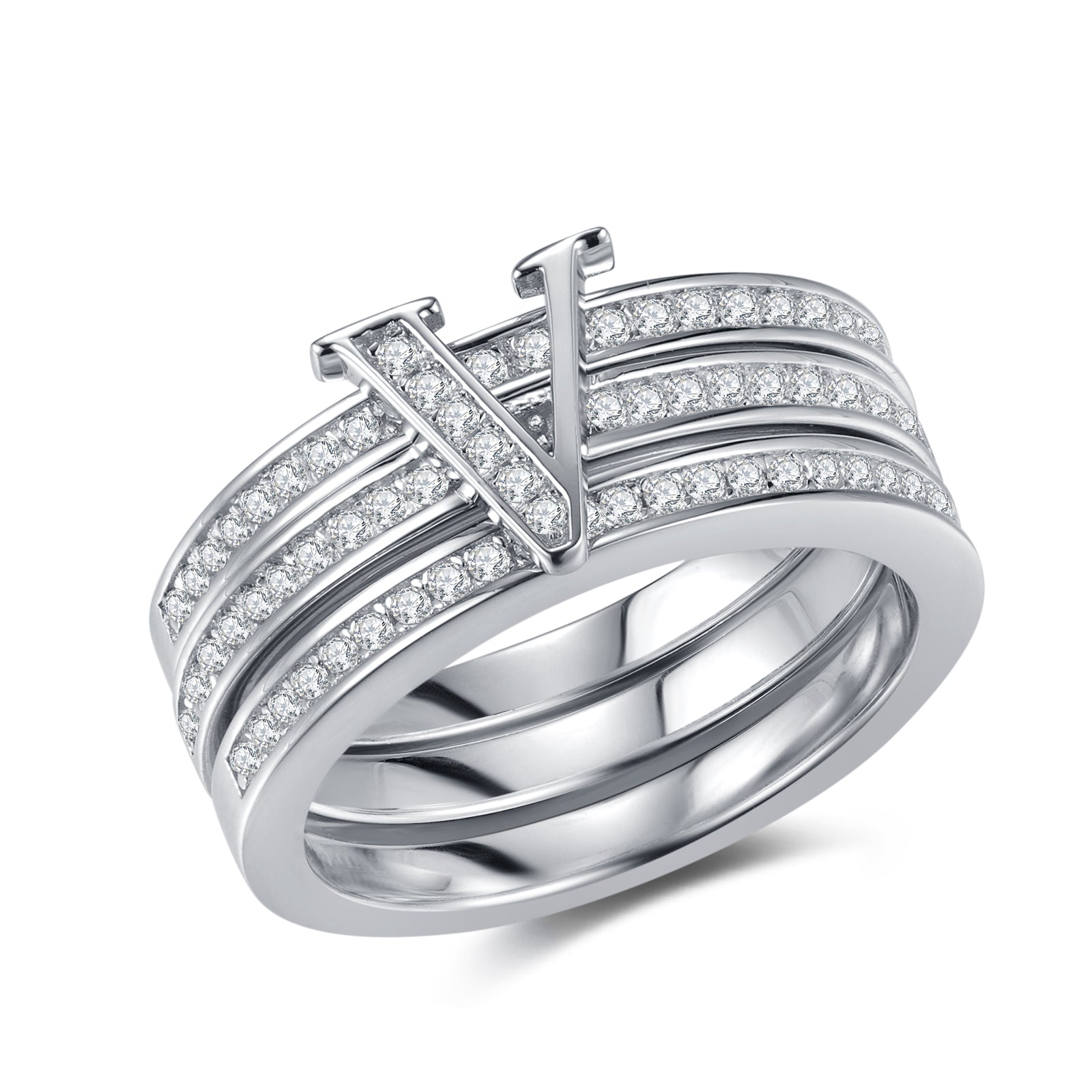 Graceful Harmony V Shape Ring Set of 3