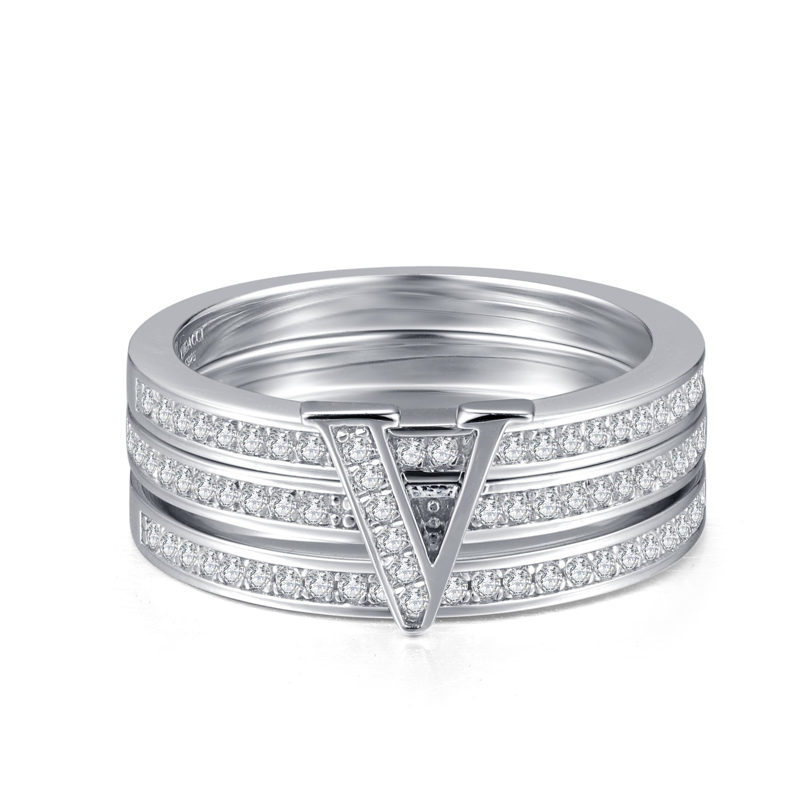 Graceful Harmony V Shape Ring Set of 3