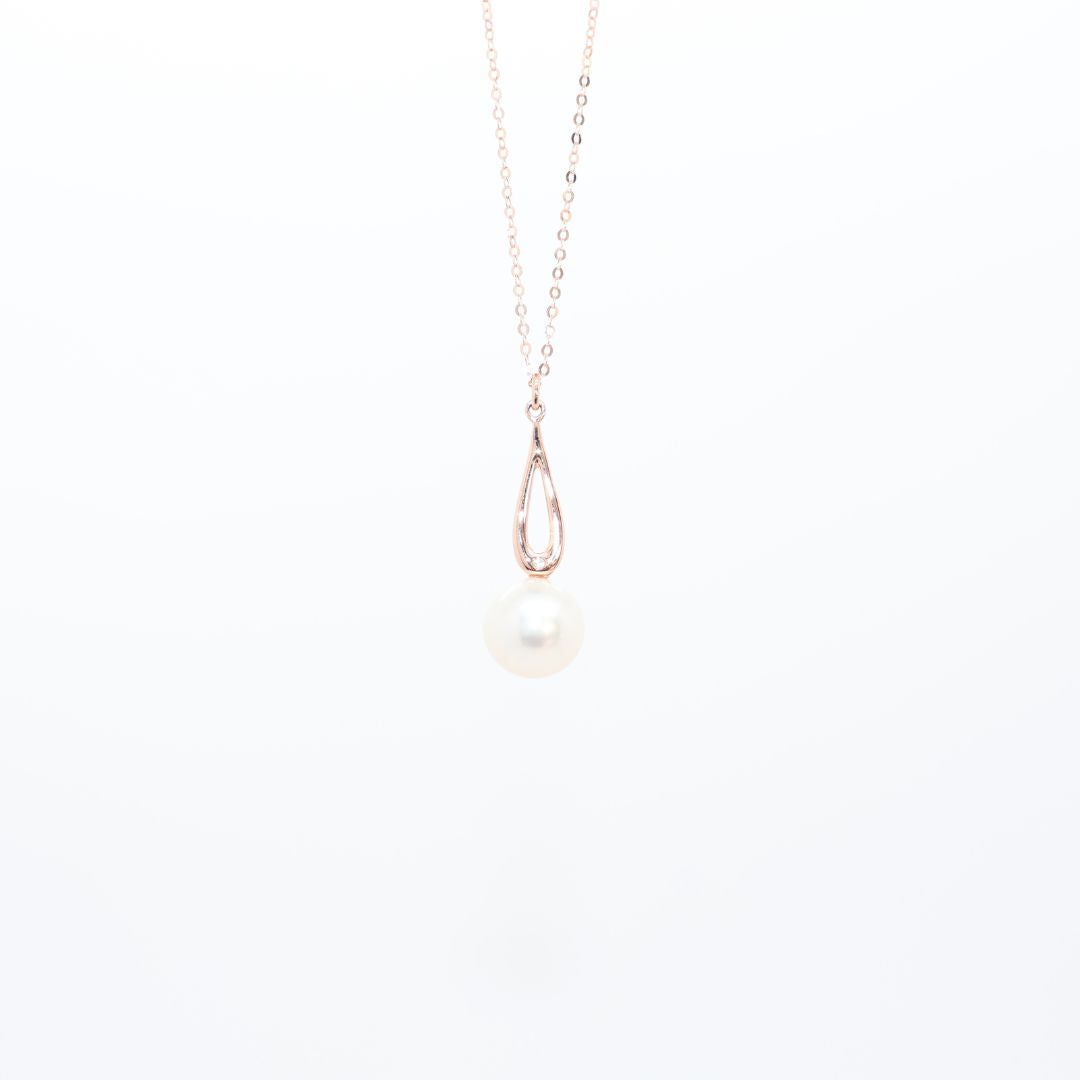 18K Diamond "droplets" Pearl Necklace