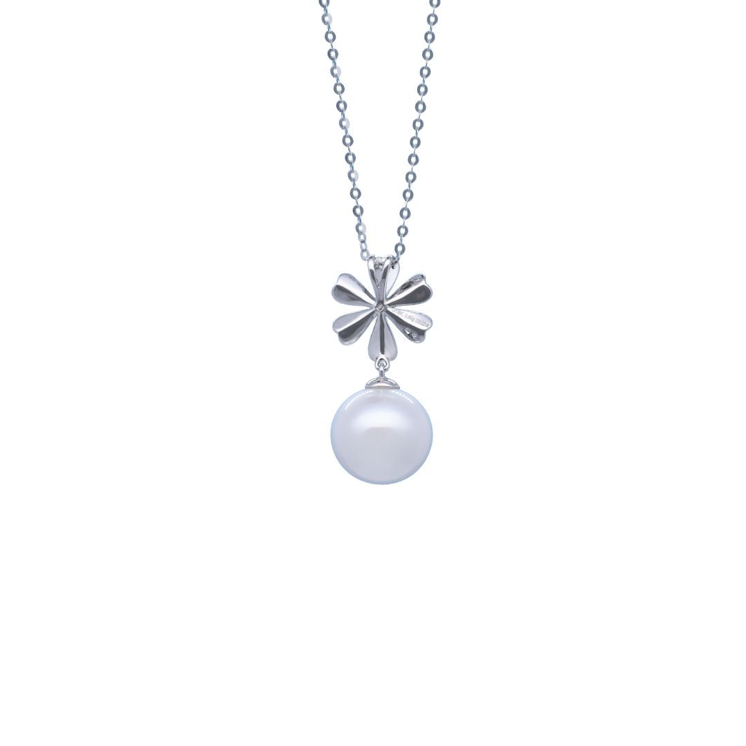 18K Diamond "Snowflake" Pearl Necklace
