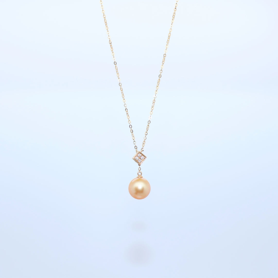 Diamond Pearl Square Pendant Necklace
