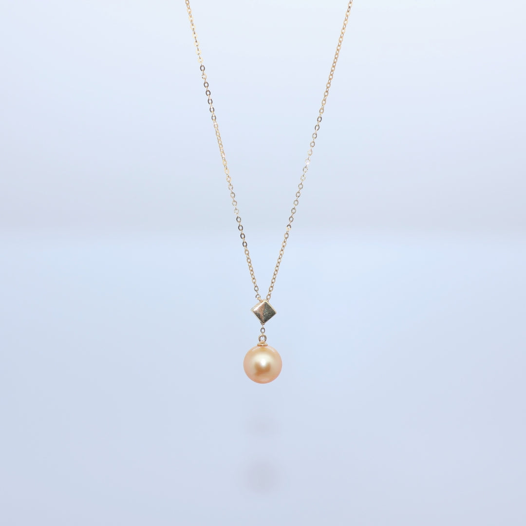 Diamond Pearl Square Pendant Necklace