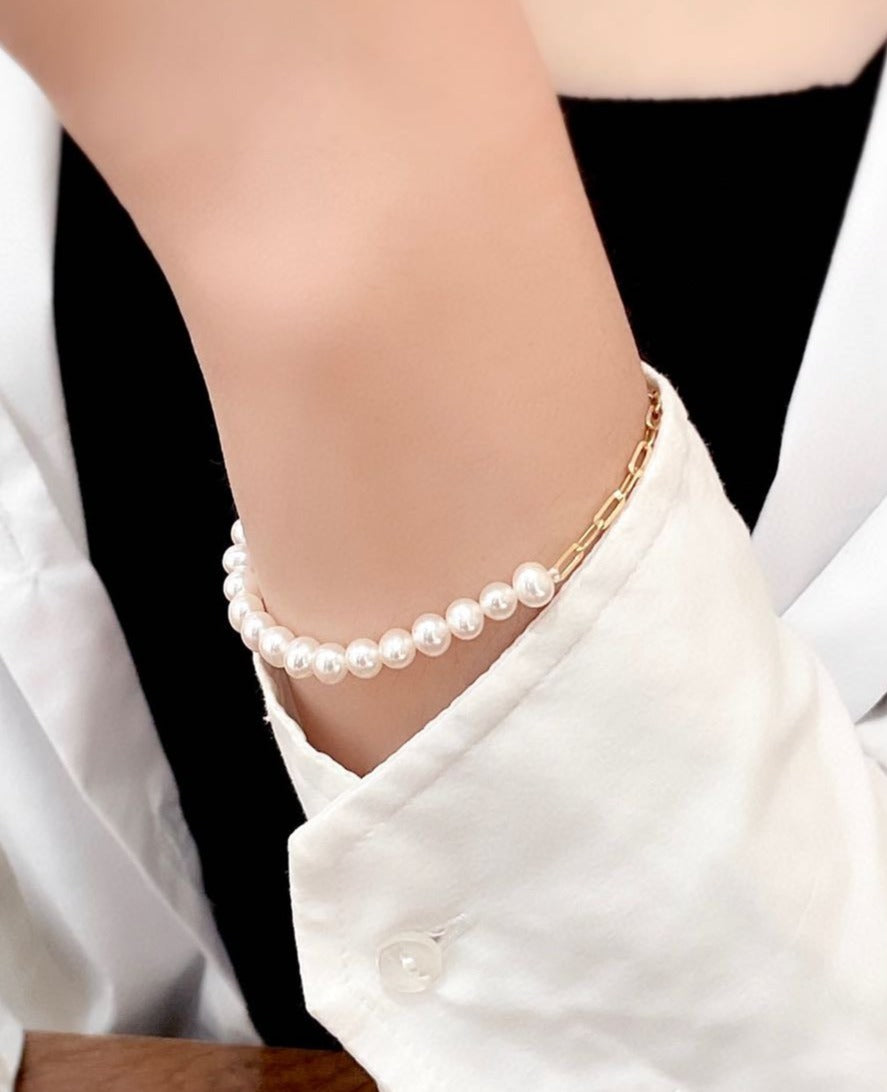 18K gold pearl bracelet x French minimalism