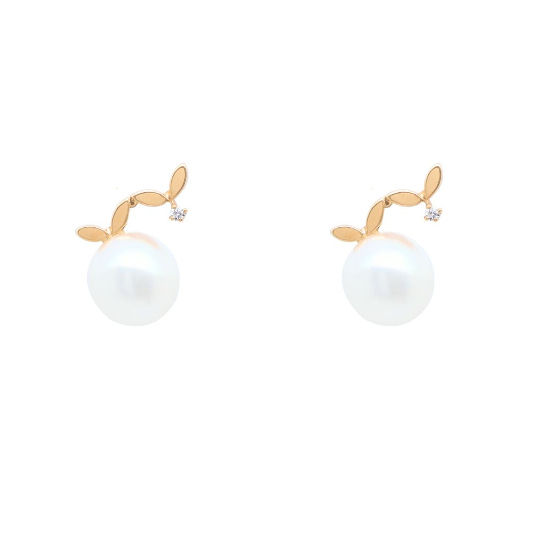 18K Diamond "Butterfly" Pearl Earrings