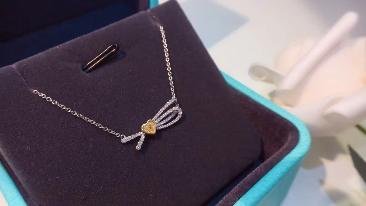 "heart bow" diamond Bracelet yellow gemstone