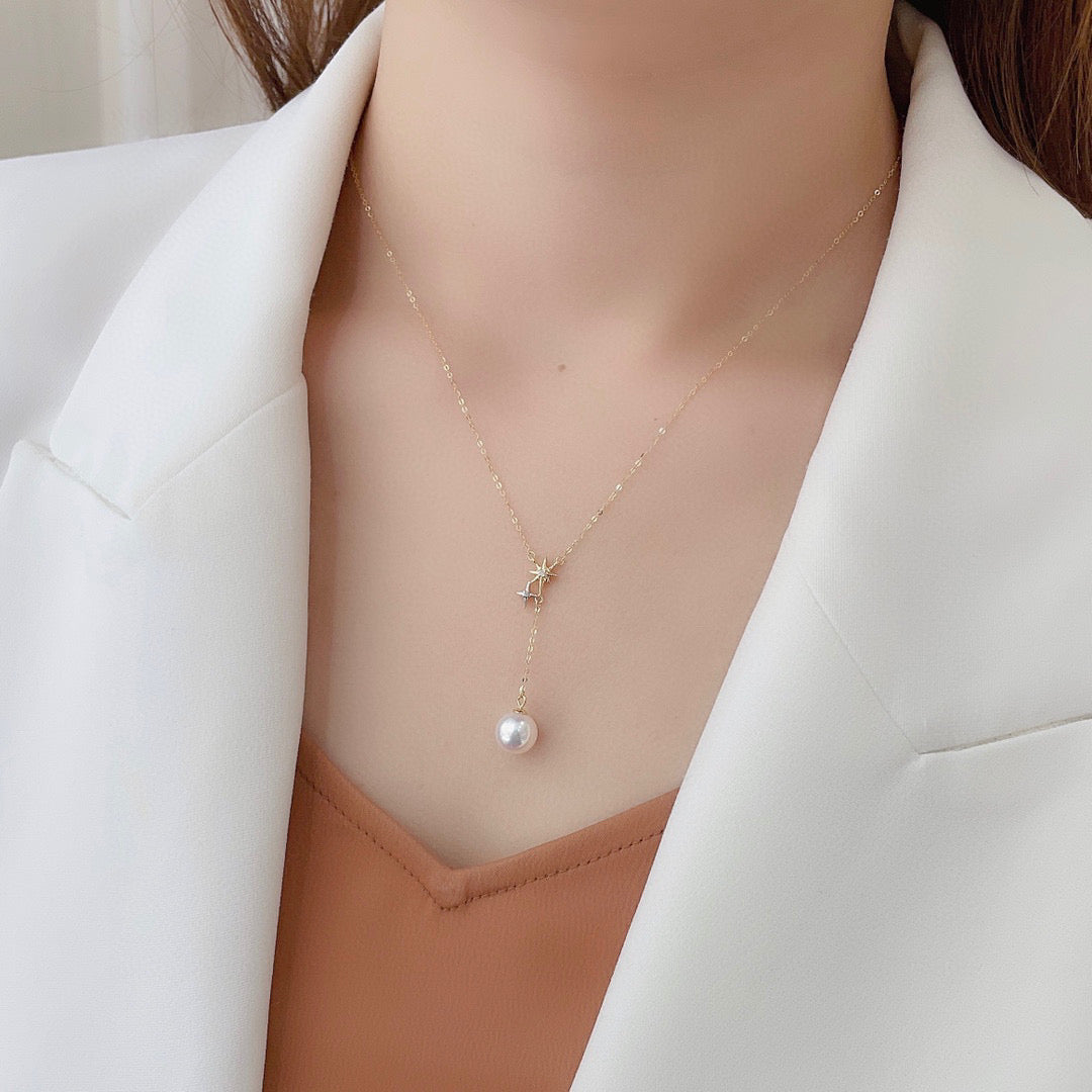 Stellar Diamond Pearl Necklace
