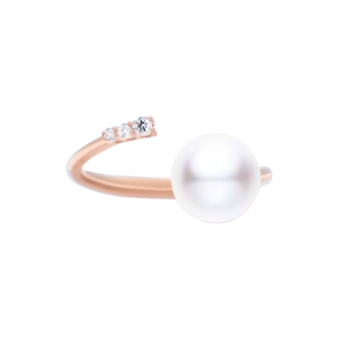 18K Diamond "Classic Half" Pearls Ring