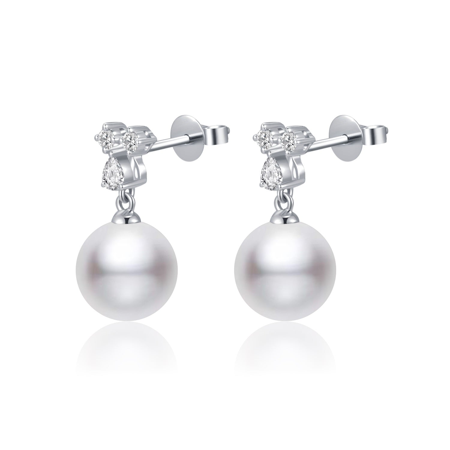 18K Diamond "Clover" Seawater Pearl Earrings