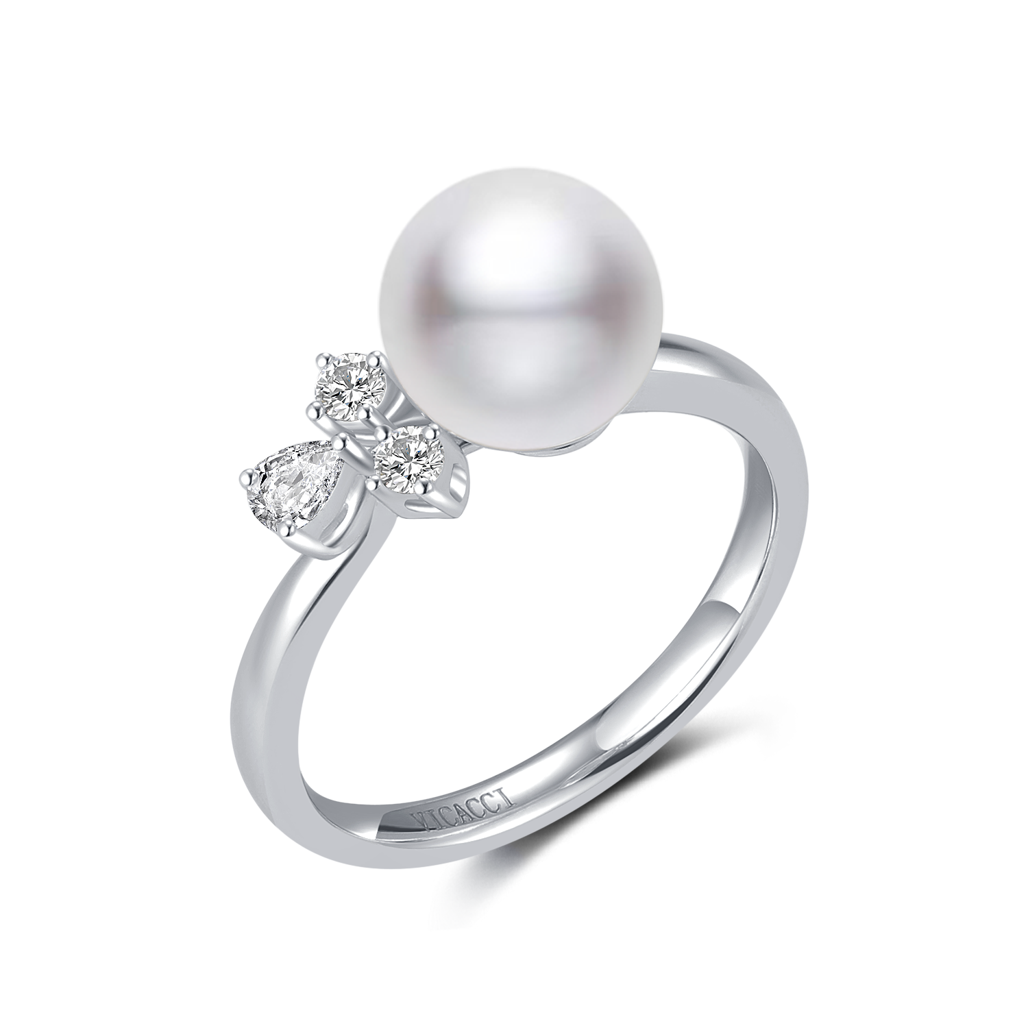 18K Diamond "Clover" Seawater Pearl Ring