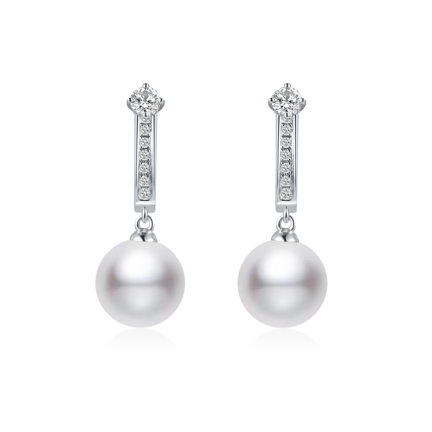 18K Diamond "Fortunate" Seawater Pearl Earrings