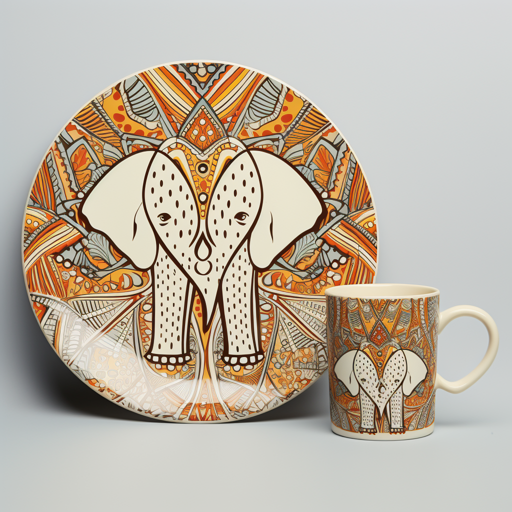 Boho Elephant Cup and Saucer Set D