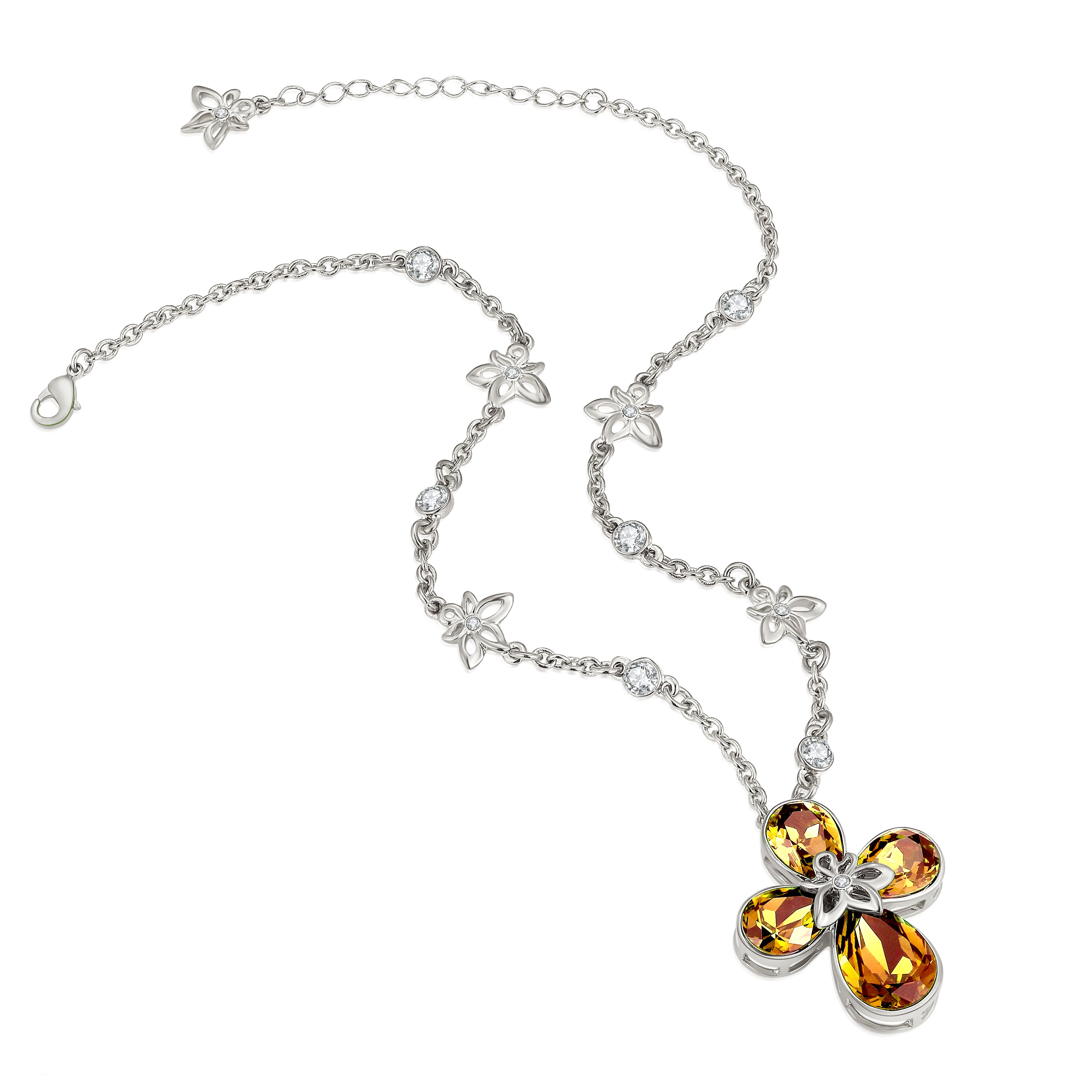 Rich Citrine Clover Necklace