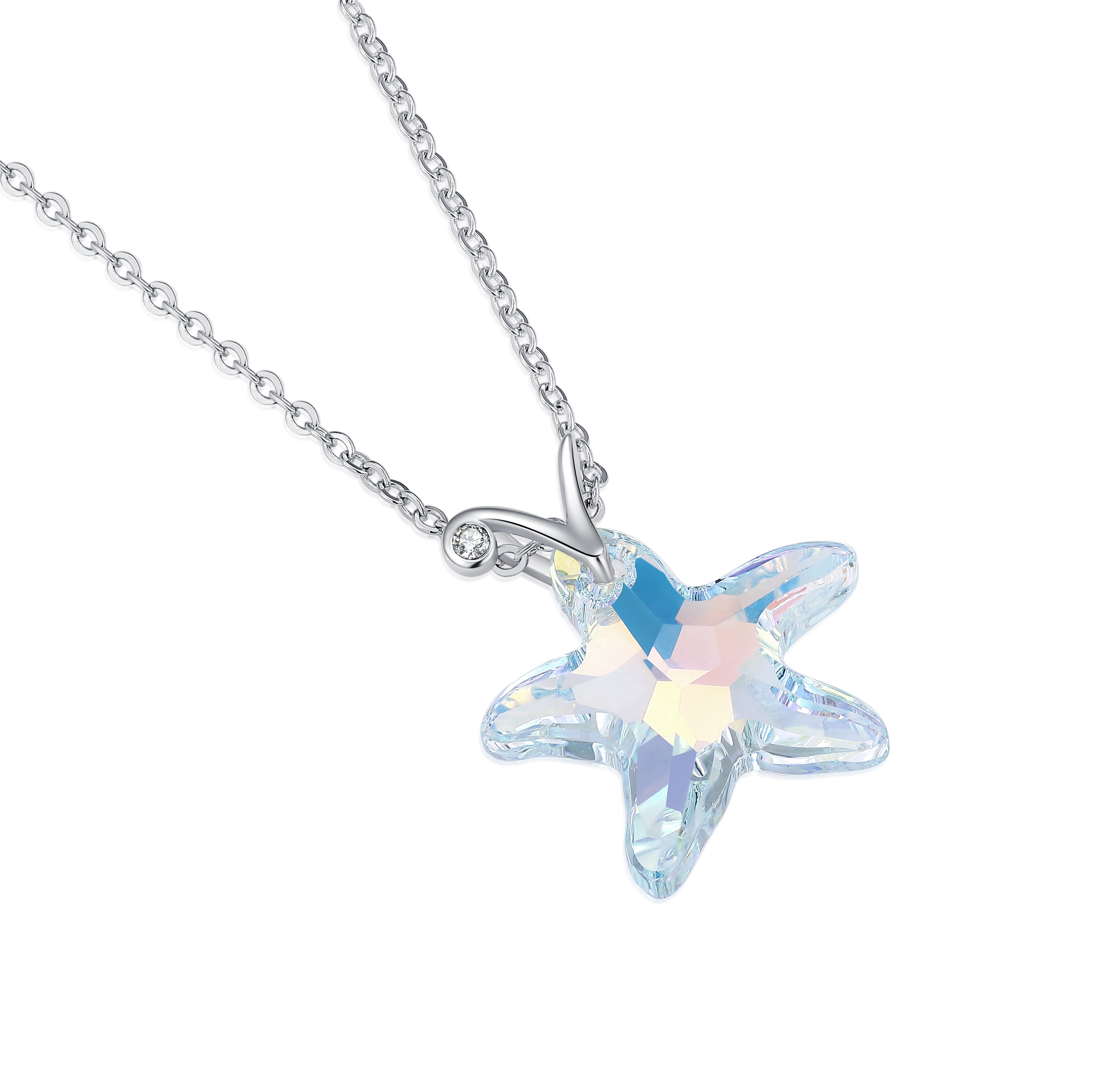 Sterling Silver Ocean Star Pendant Necklace with the Top Austrian Crystal