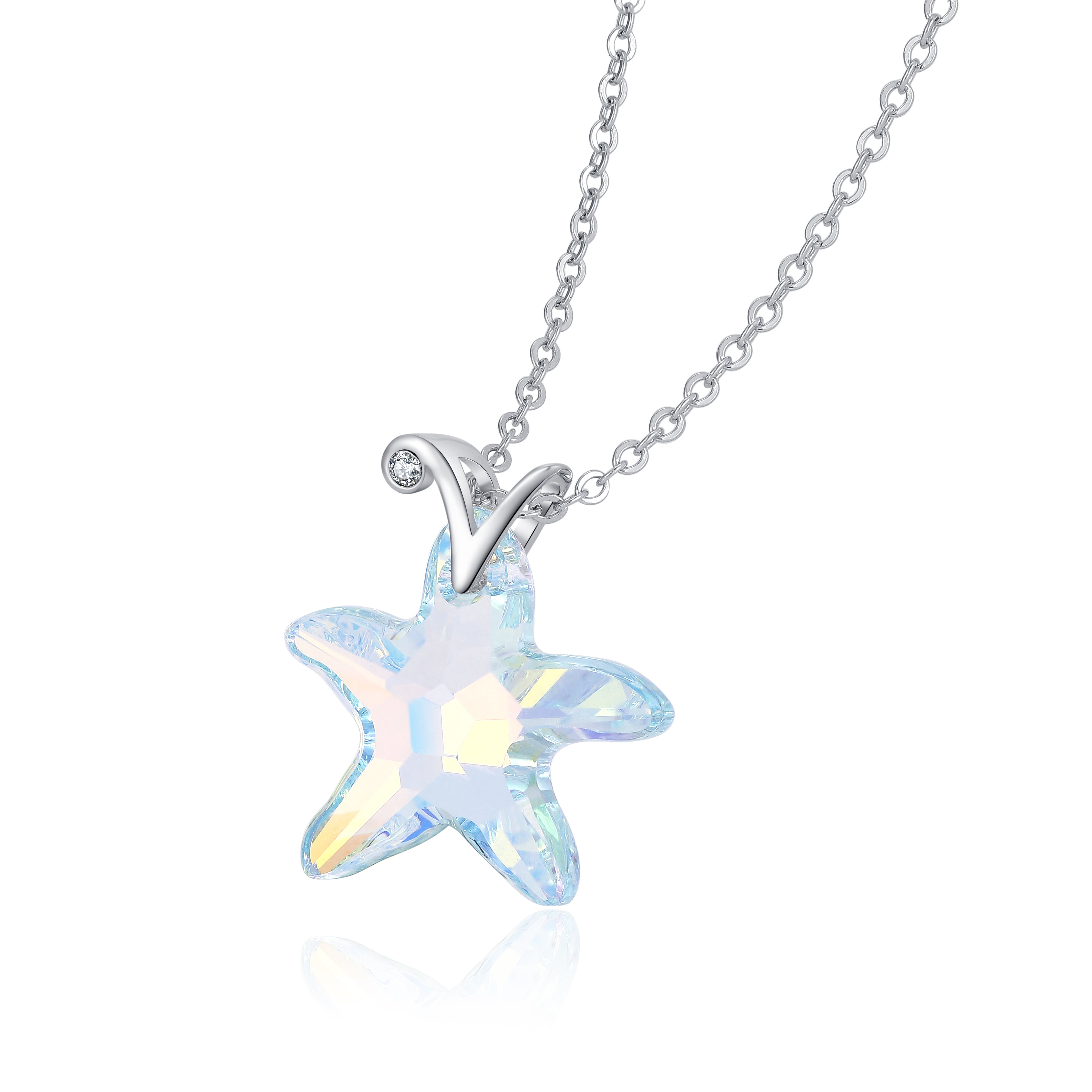 Sterling Silver Ocean Star Pendant Necklace with the Top Austrian Crystal