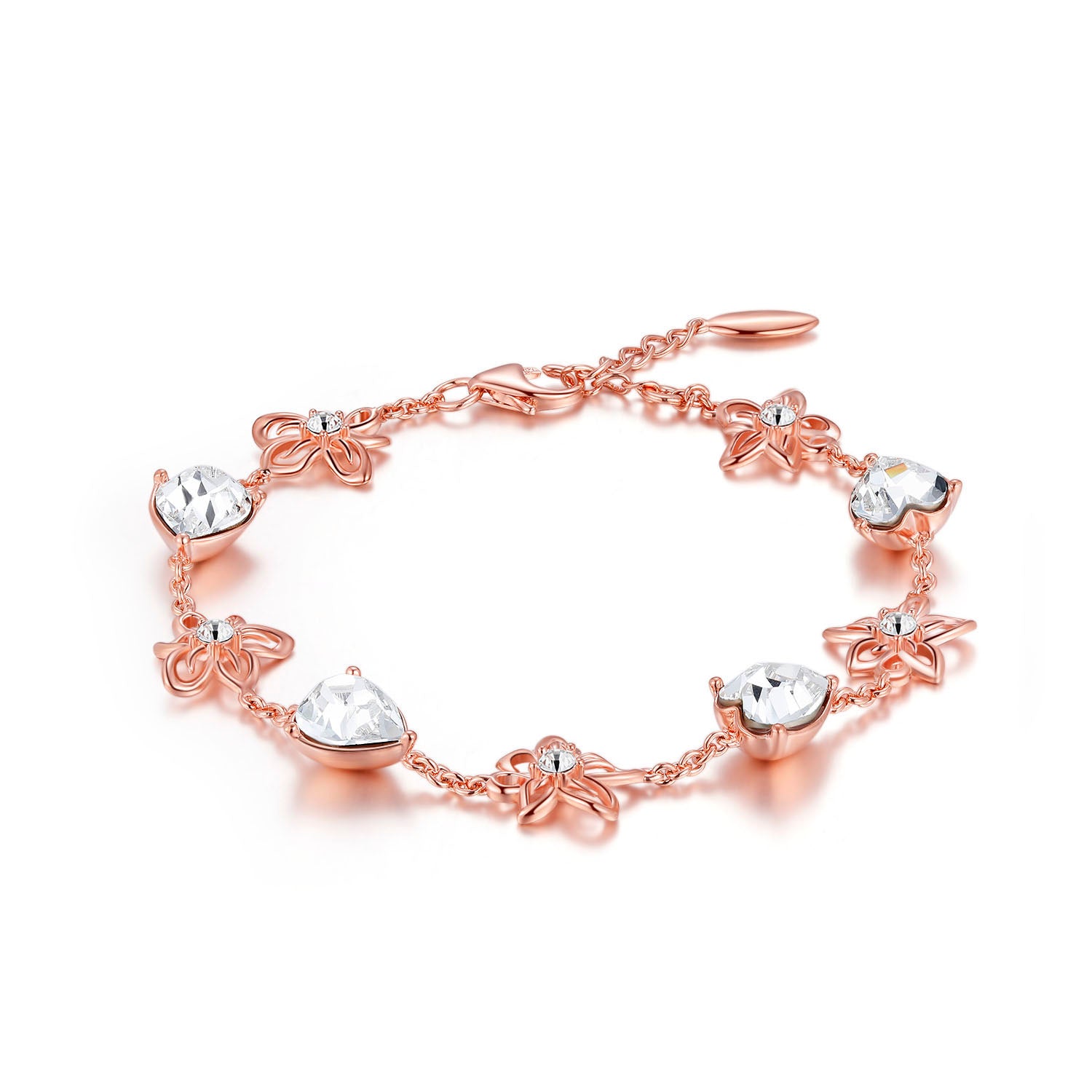 Vikazzi Bauhinia Bracelet in 18K Rose Gold with Swarovski Heart Shaped Zirconia