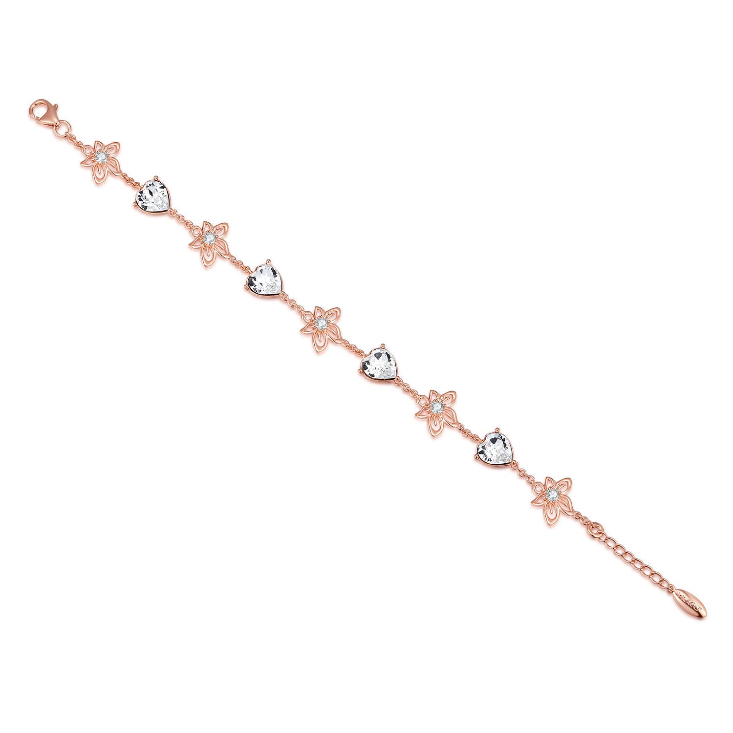 Vikazzi Bauhinia Bracelet in 18K Rose Gold with Swarovski Heart Shaped Zirconia