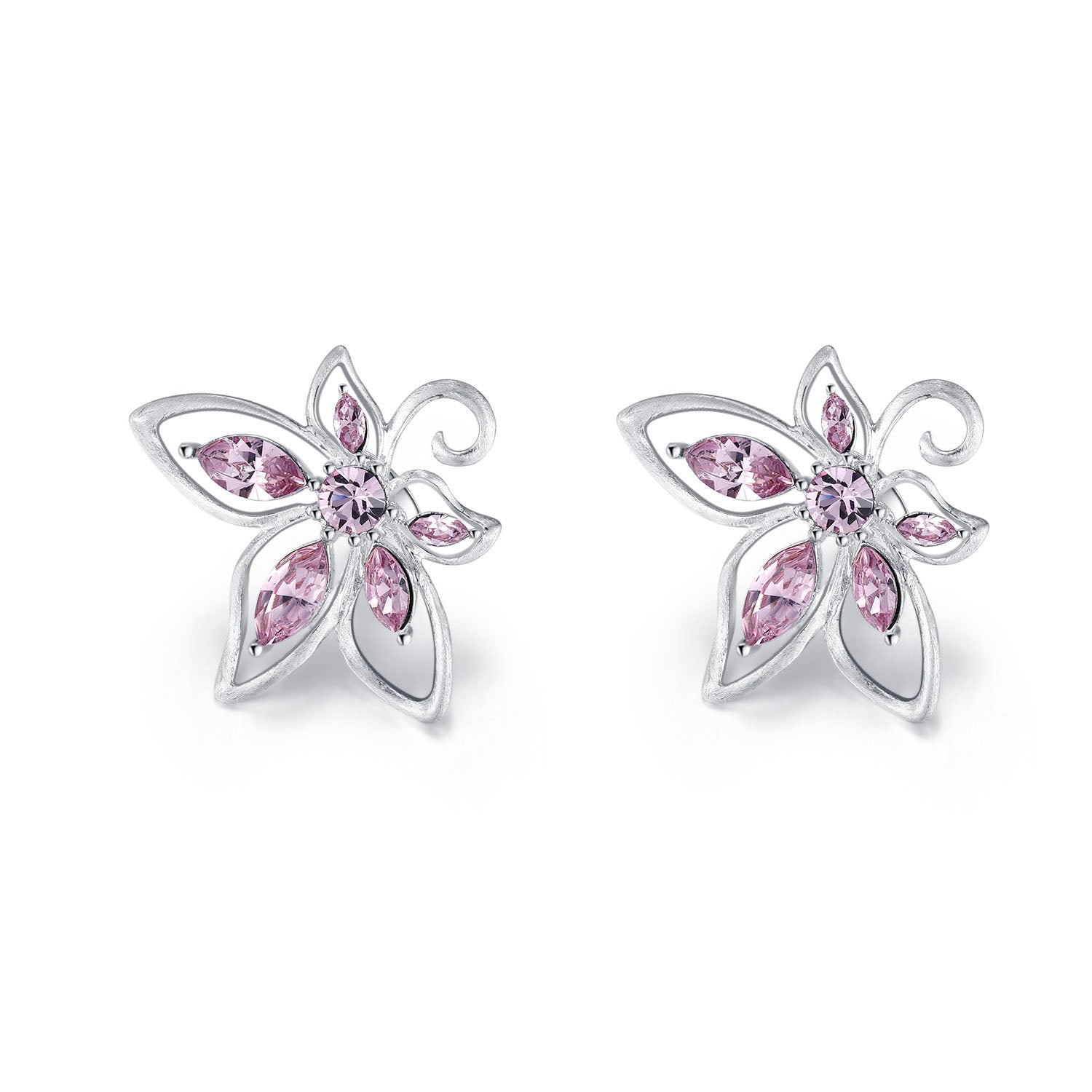 Vicacci 925 Silver Bauhinia Earrings with Swarovski Amethysts