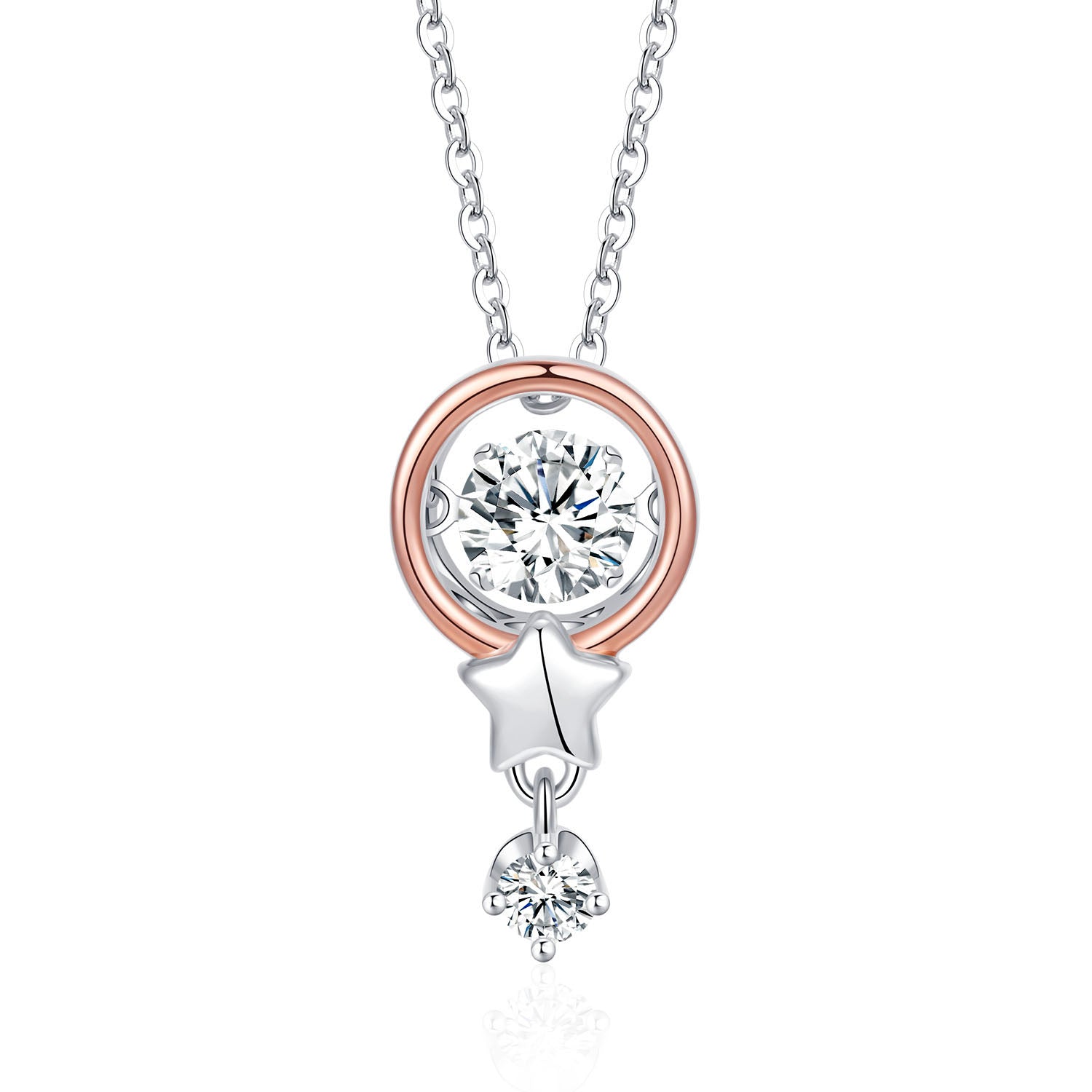 Elegant and smart two-tone 925 sterling silver necklace