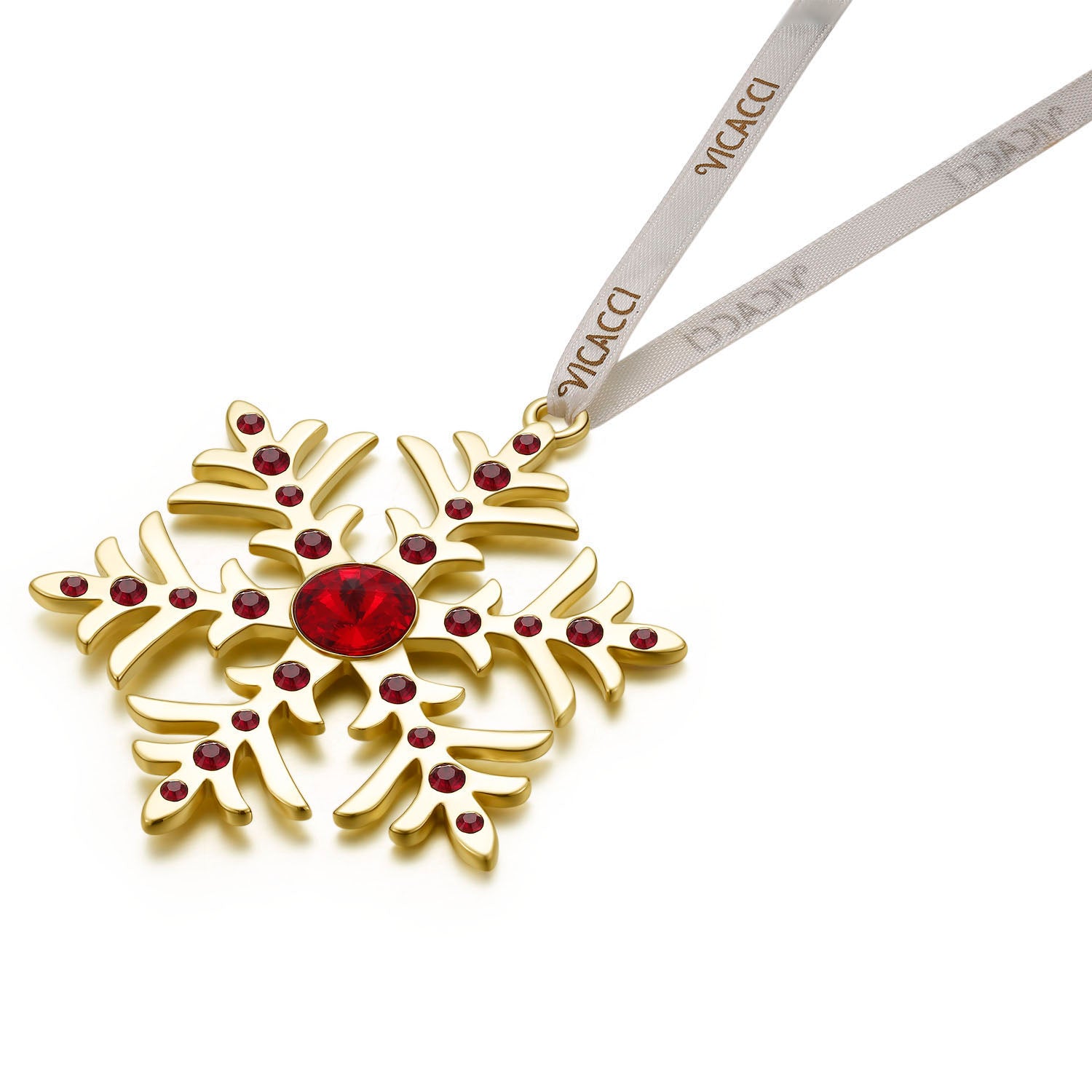 Vicacci Yellow Gold Plating Metal Xmas Snow Flake Ornaments