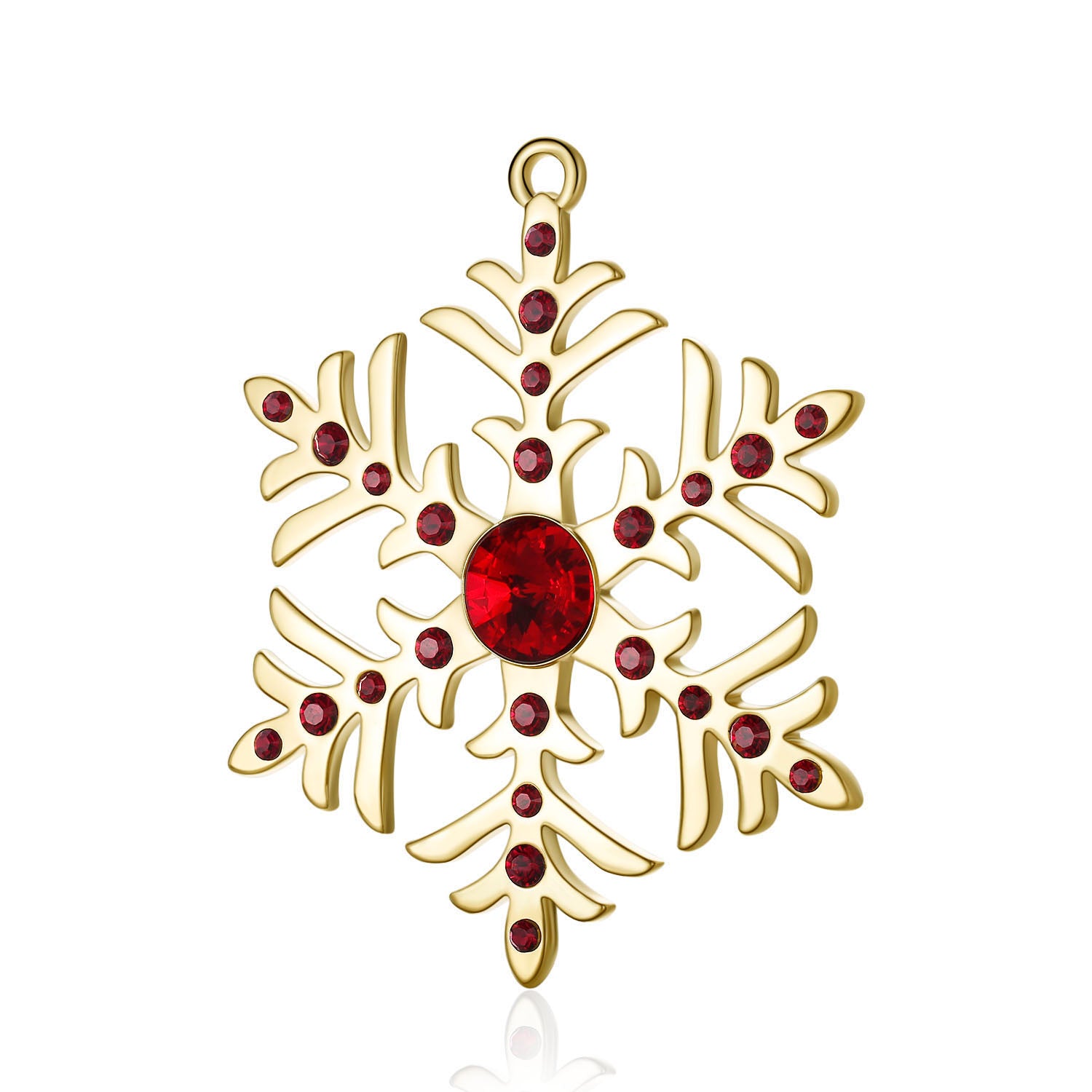 Vicacci Yellow Gold Plating Metal Xmas Snow Flake Ornaments