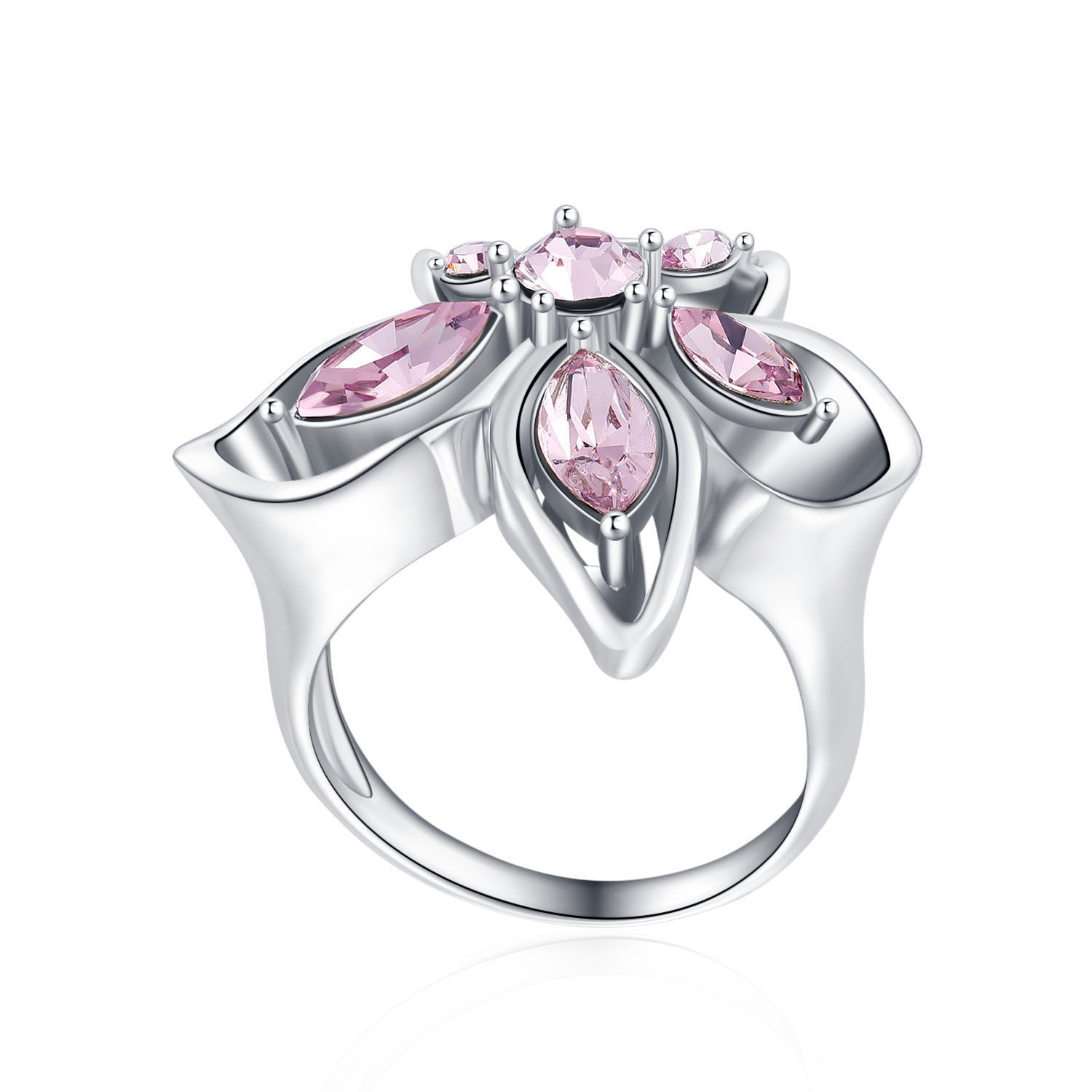 Vicacci 925 Silver Bauhinia Ring with Swarovski Amethyst