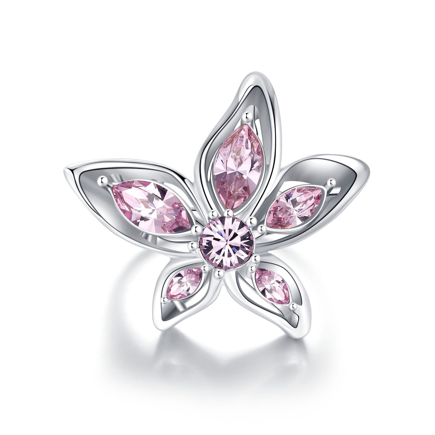 Vicacci 925 Silver Bauhinia Ring with Swarovski Amethyst