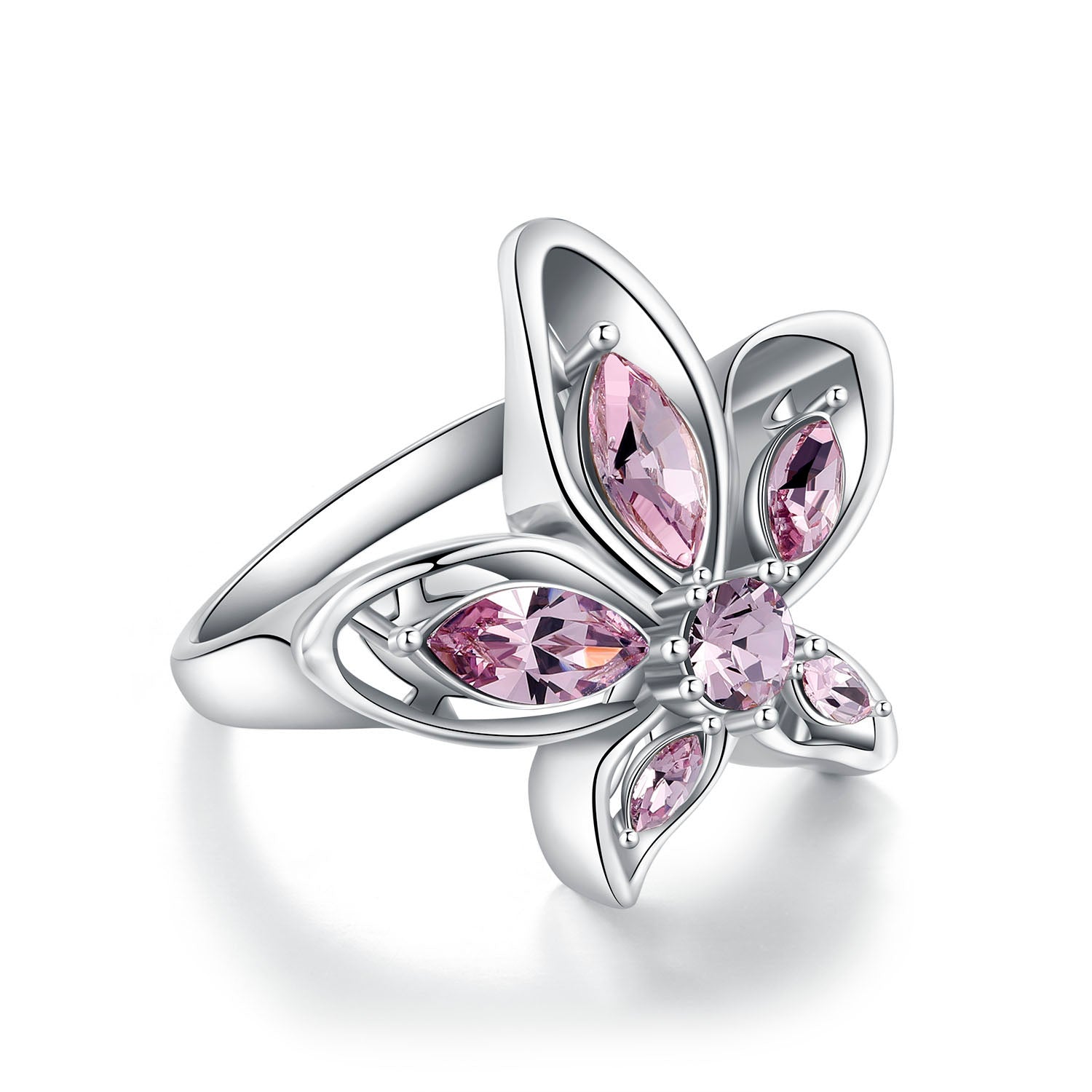 Vicacci 925 Silver Bauhinia Ring with Swarovski Amethyst