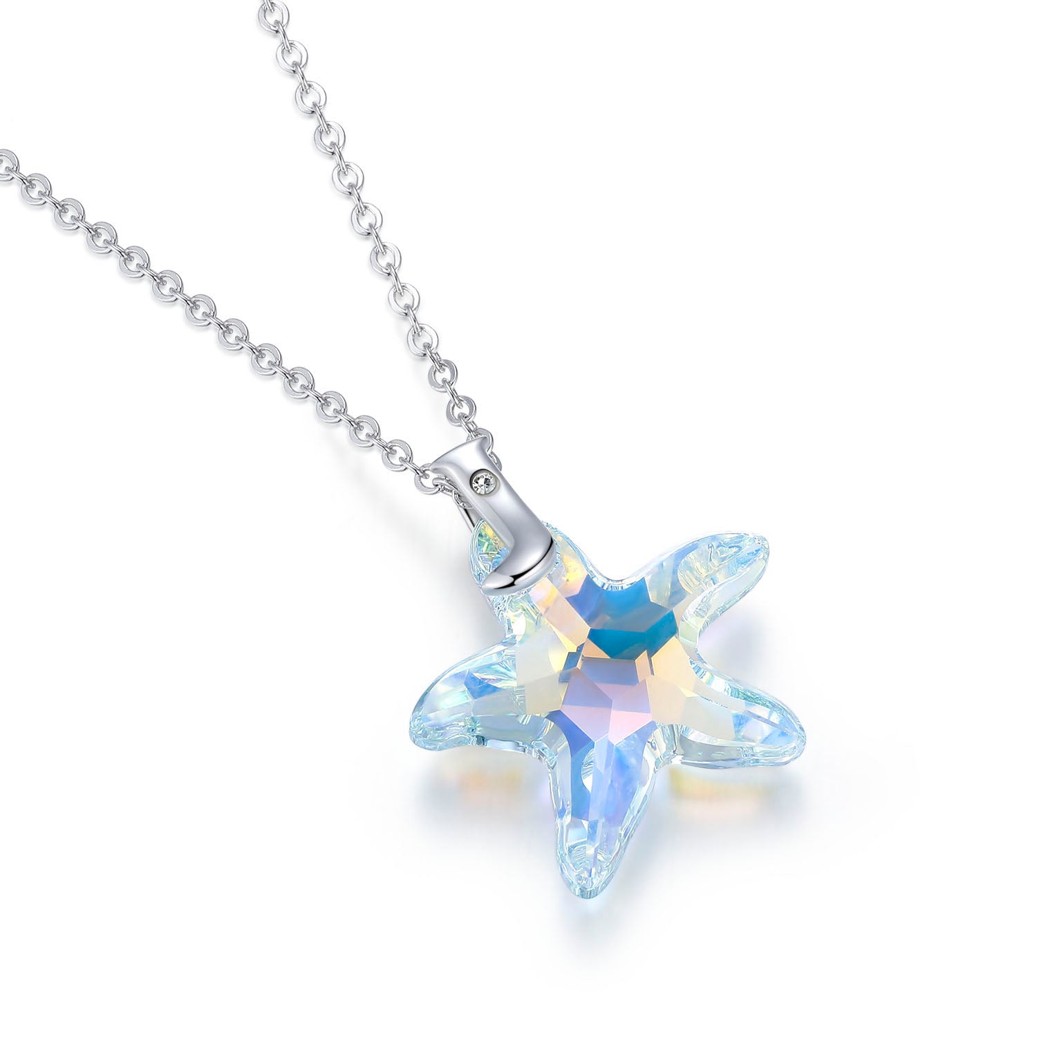 Planet J 925 Sterling Silver Ocean Star Pendant Necklace with Swarovski Elements Crystals