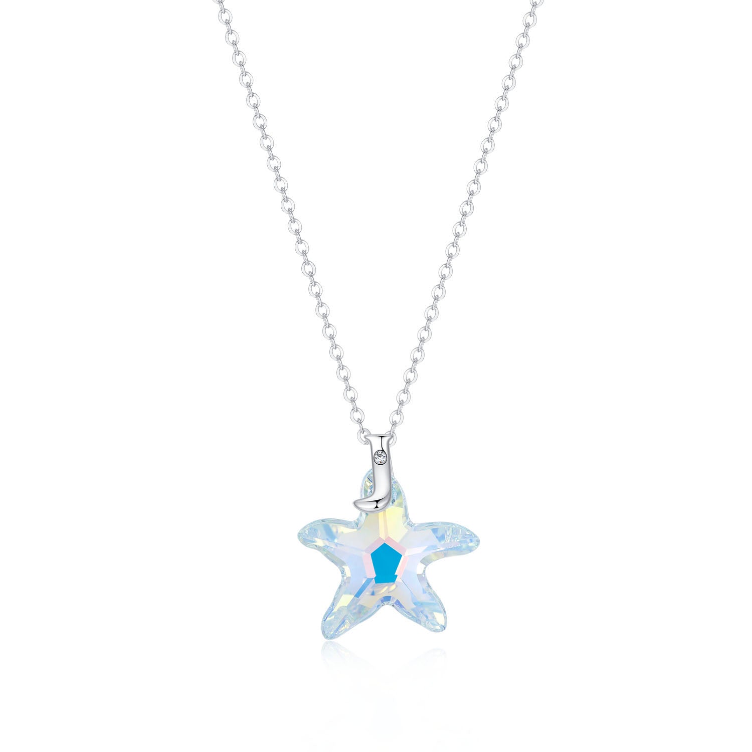 Planet J 925 Sterling Silver Ocean Star Pendant Necklace with Swarovski Elements Crystals