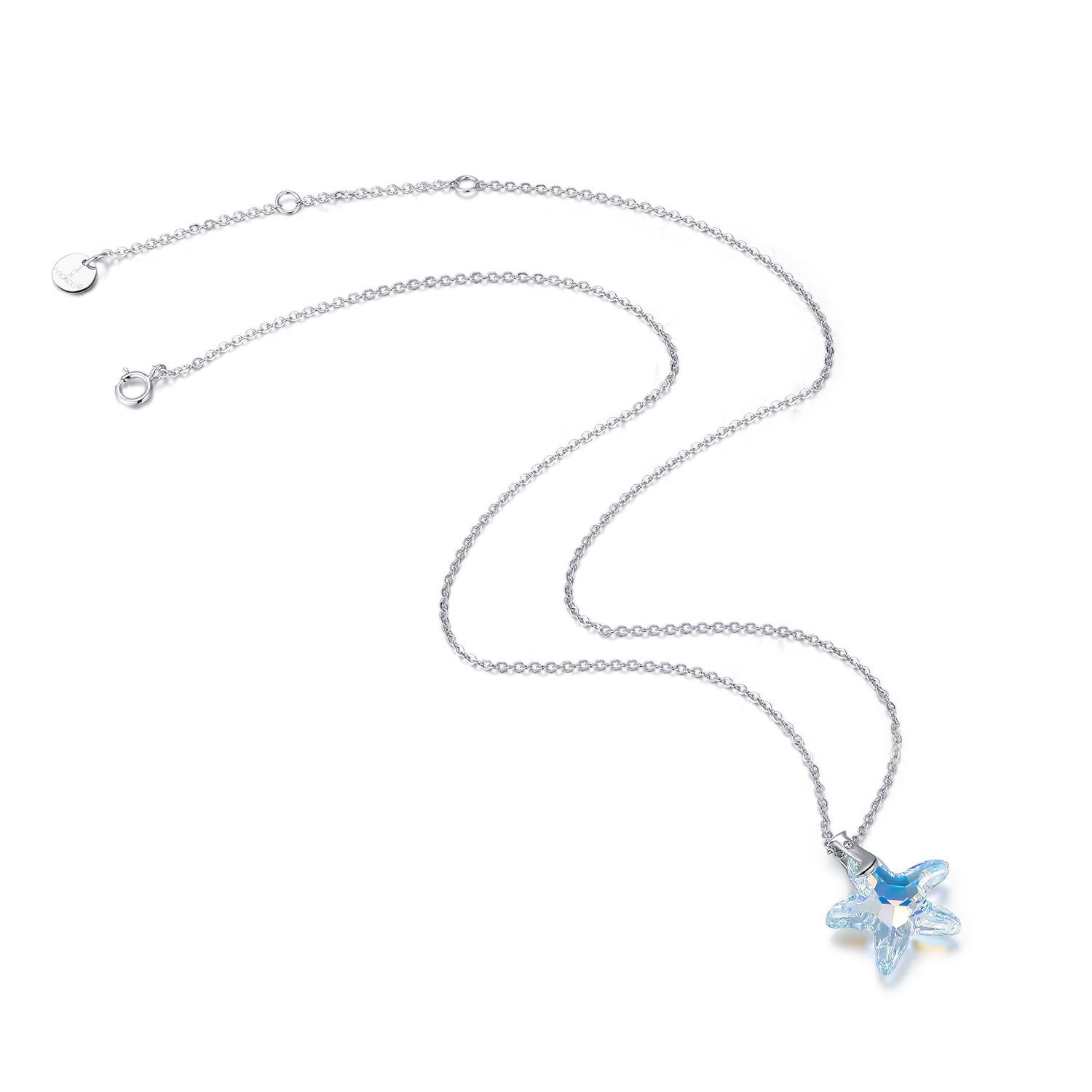 Planet J 925 Sterling Silver Ocean Star Pendant Necklace with Swarovski Elements Crystals