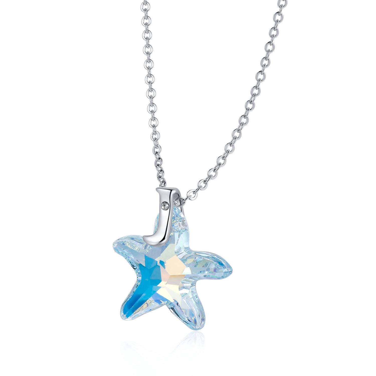 Planet J 925 Sterling Silver Ocean Star Pendant Necklace with Swarovski Elements Crystals