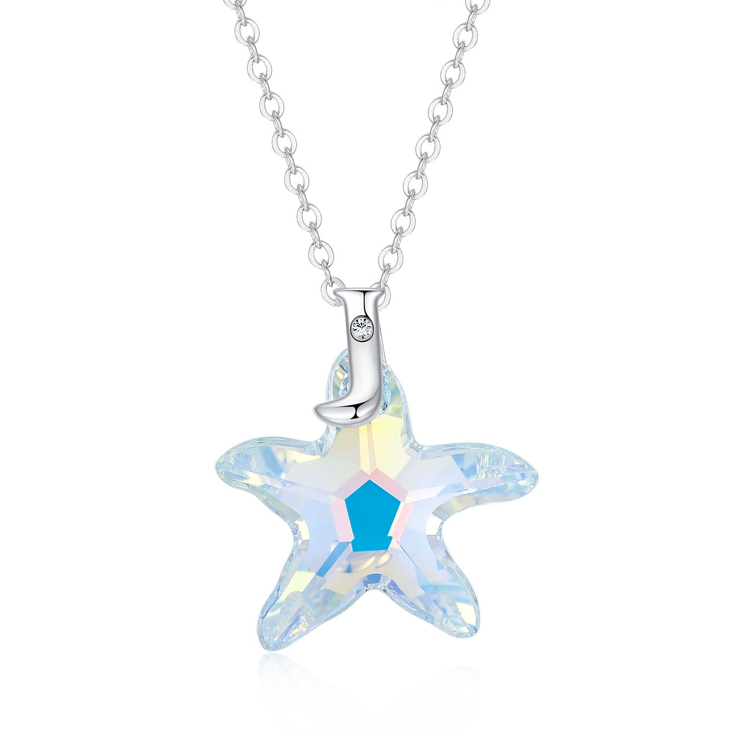 Planet J 925 Sterling Silver Ocean Star Pendant Necklace with Swarovski Elements Crystals