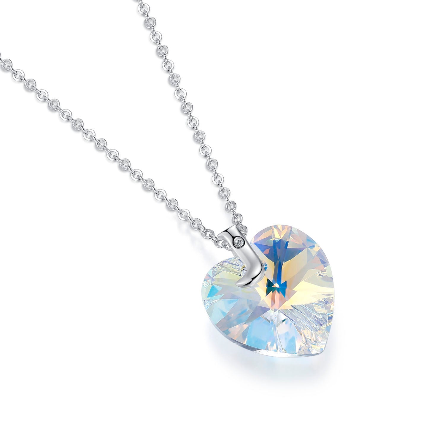 Planet J Heart Pendant Necklace with Crystals