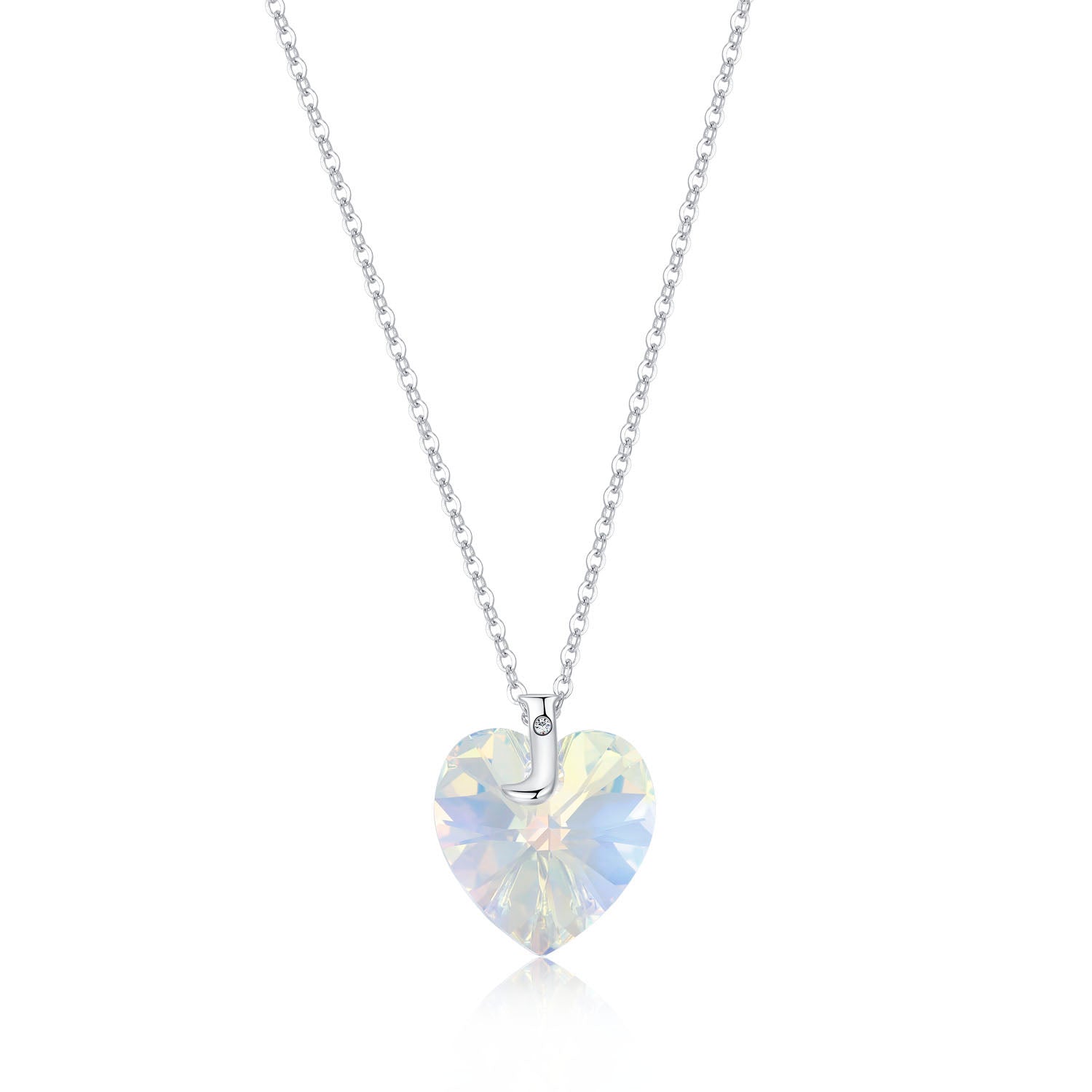 Planet J 925 Sterling Silver Heart Pendant Necklace with Swarovski Element Crystals