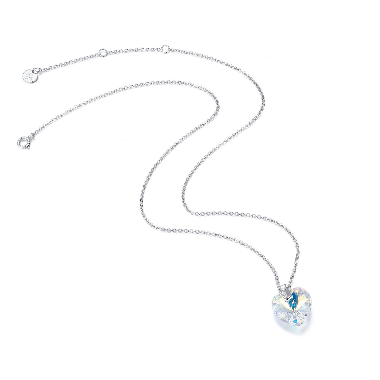 Planet J Heart Pendant Necklace with Crystals