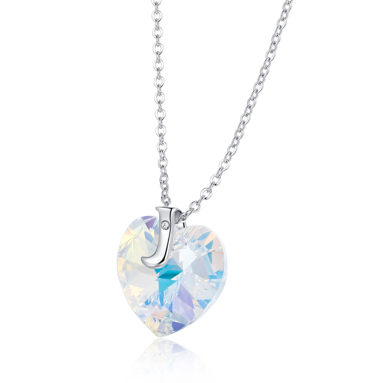 Planet J Heart Pendant Necklace with Crystals