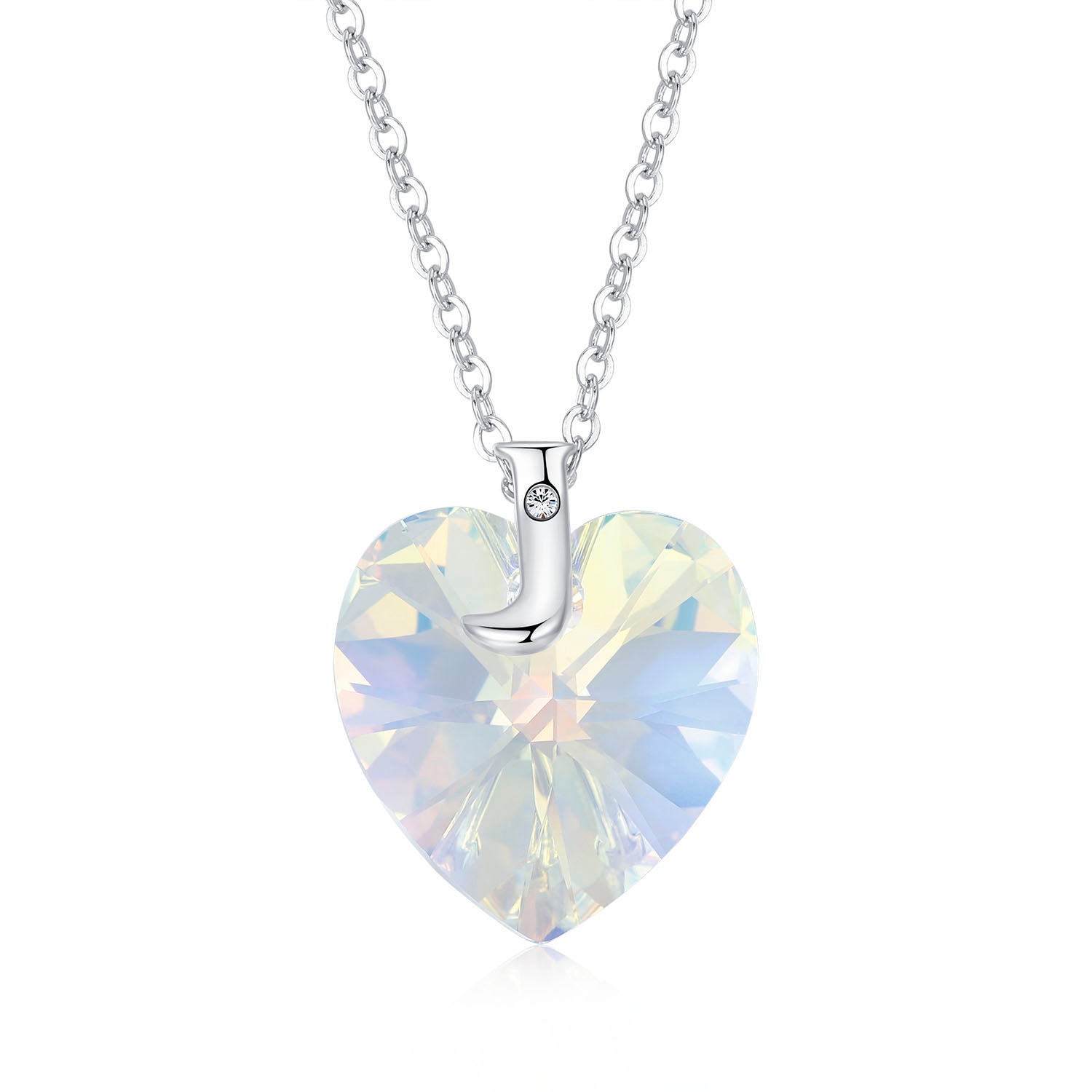 Planet J Heart Pendant Necklace with Crystals