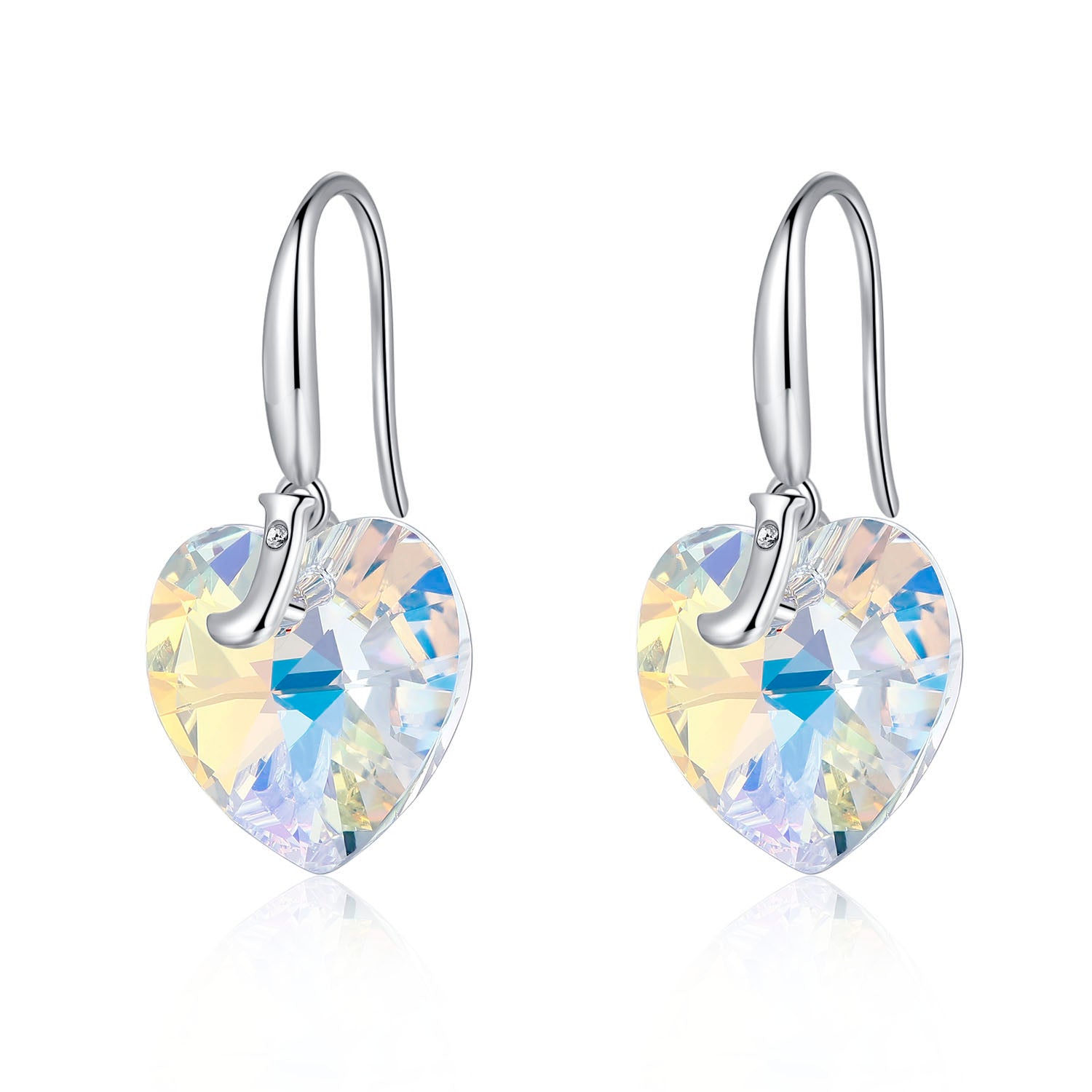 Planet J 925 Sterling Silver Heart Earrings with Swarovski Elements Crystals