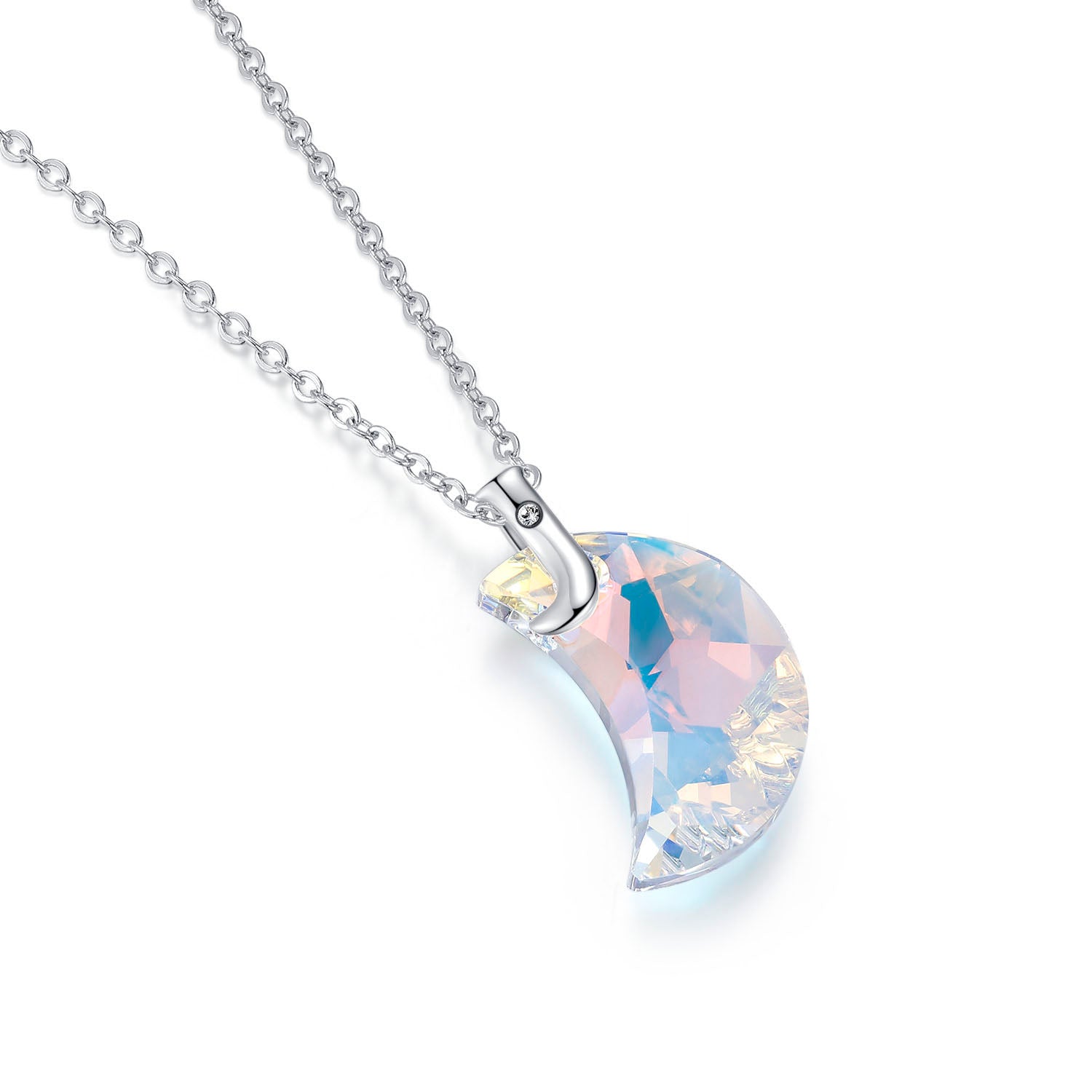 Planet J 925 Sterling Silver Luna Pendant Necklace with Swarovski Elements Crystals