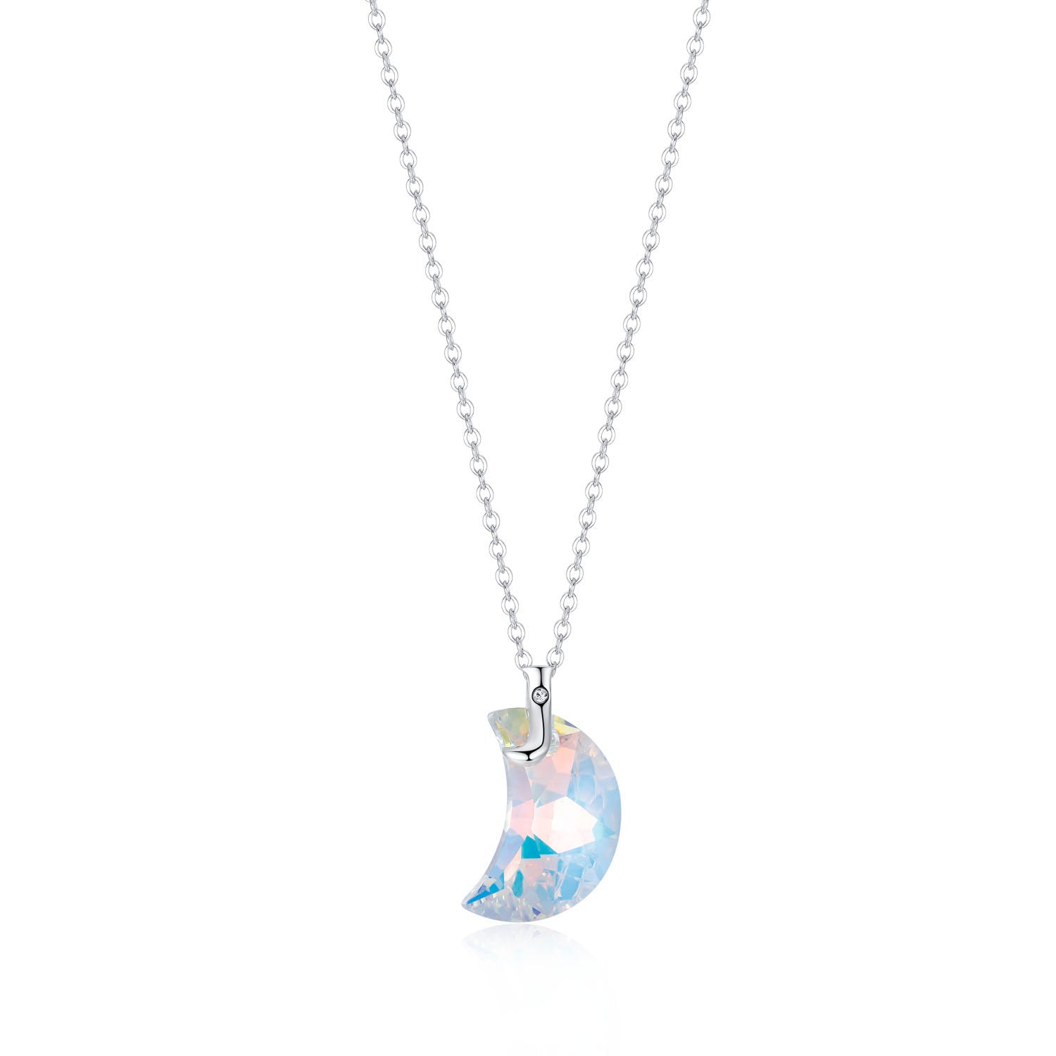 Planet J 925 Sterling Silver Luna Pendant Necklace with Swarovski Elements Crystals