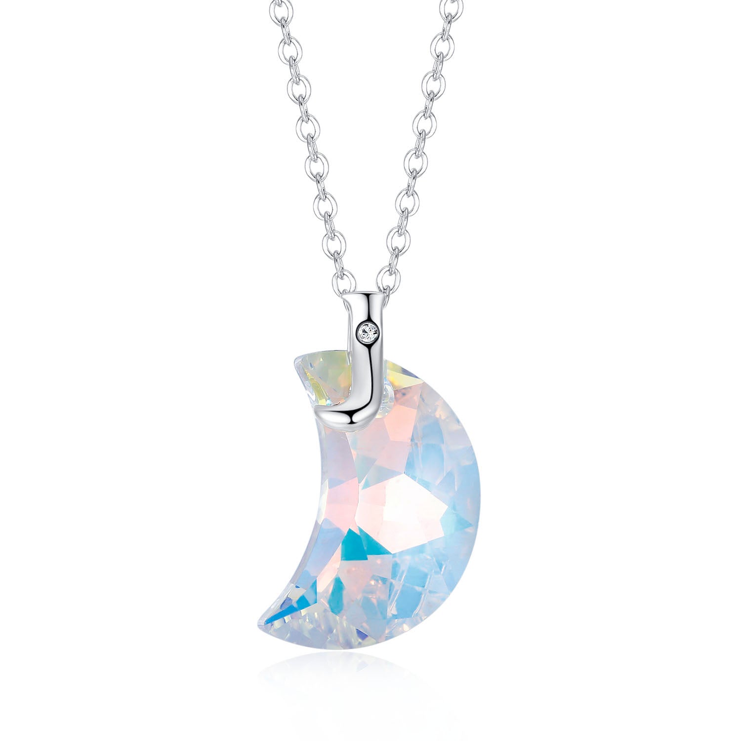 Planet J 925 Sterling Silver Luna Pendant Necklace with Swarovski Elements Crystals