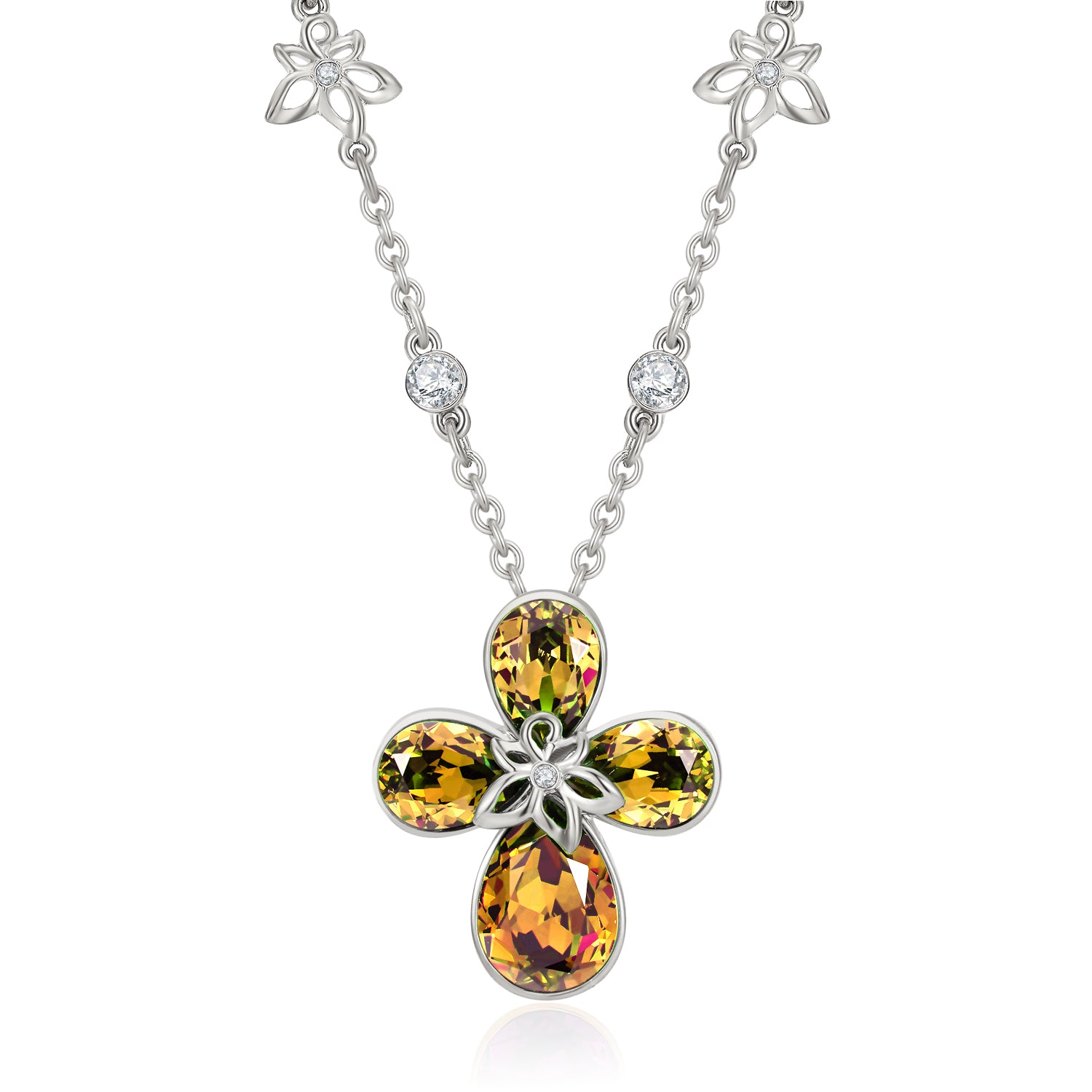 Rich Citrine Clover Necklace