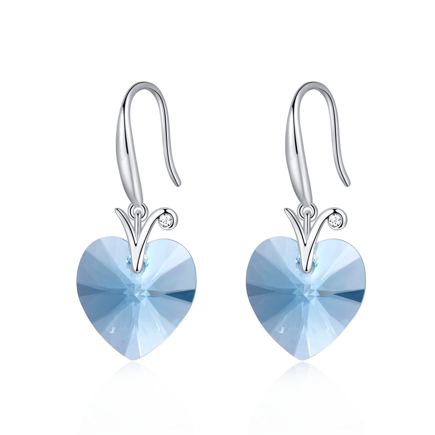 Pure Blue Heart Goddess Earrings with Swarovski Elements Crystals