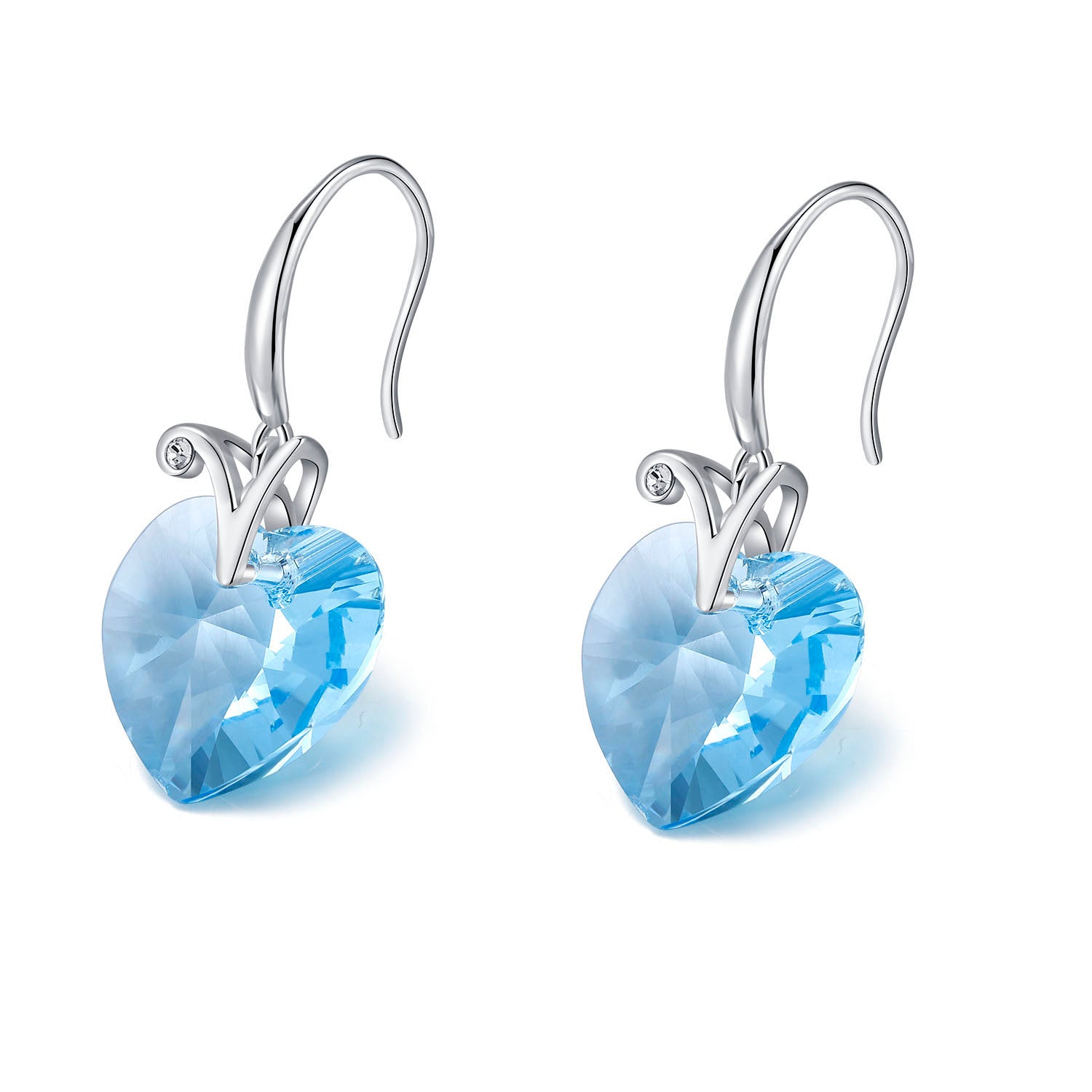 Pure Blue Heart Goddess Earrings with Swarovski Elements Crystals