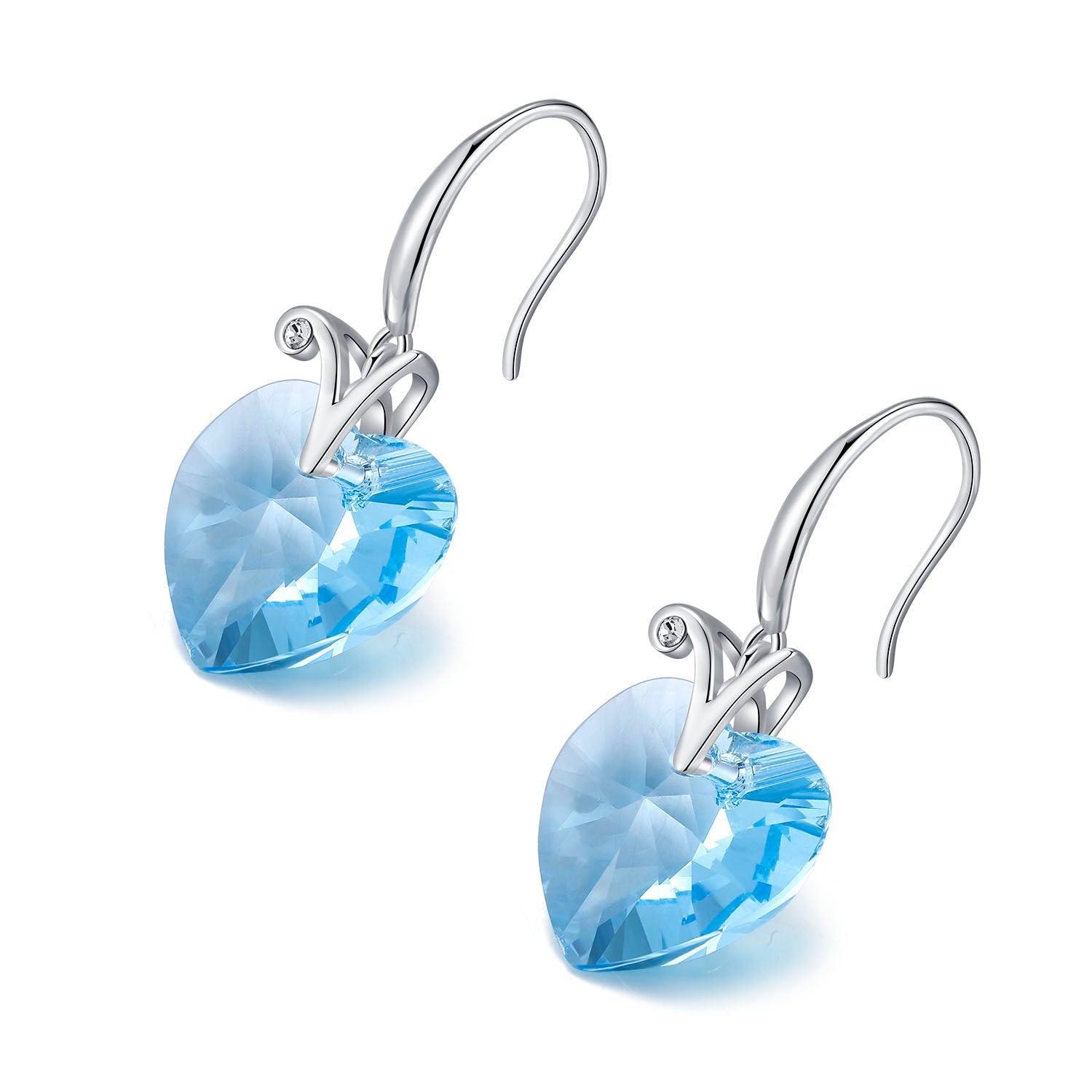 Pure Blue Heart Goddess Earrings with Swarovski Elements Crystals