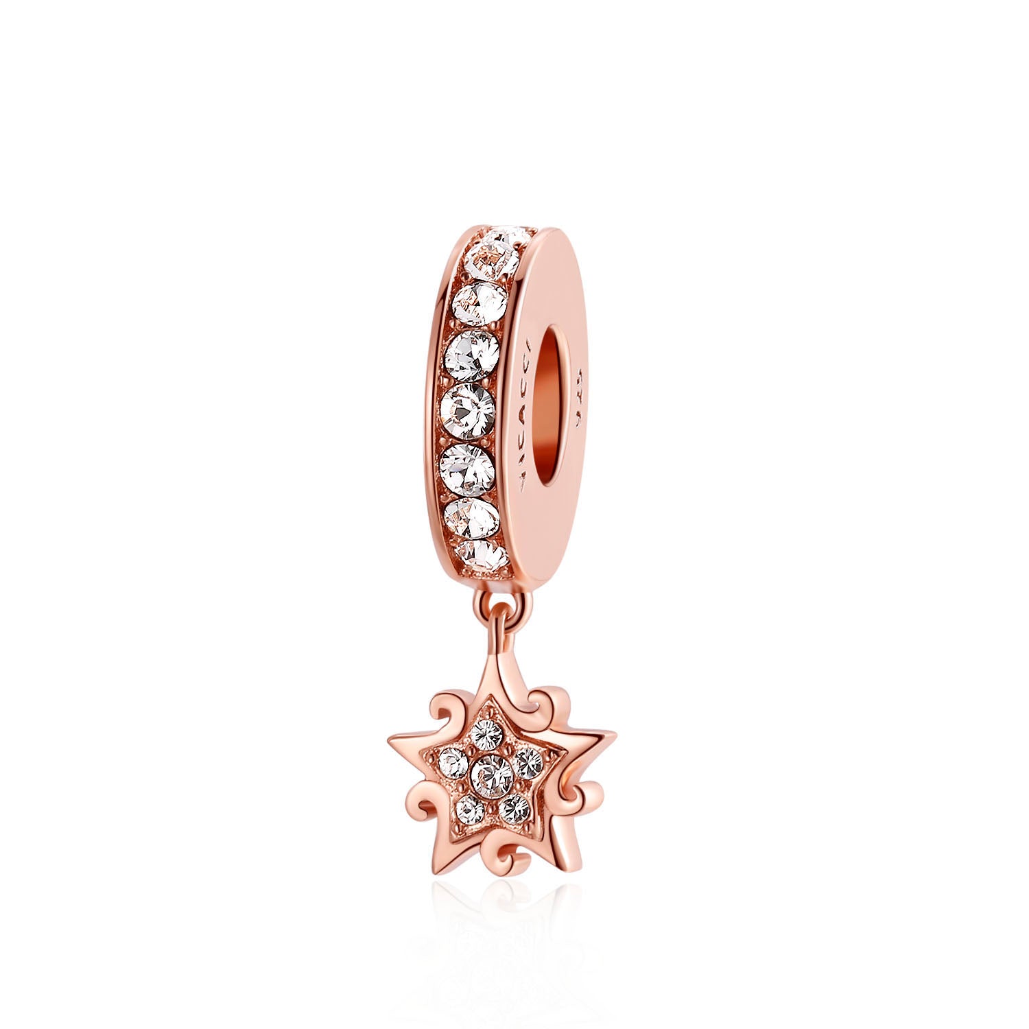 Rose Gold Plating Star Glow 925 Silver Crystal Beads Bracelet Compent