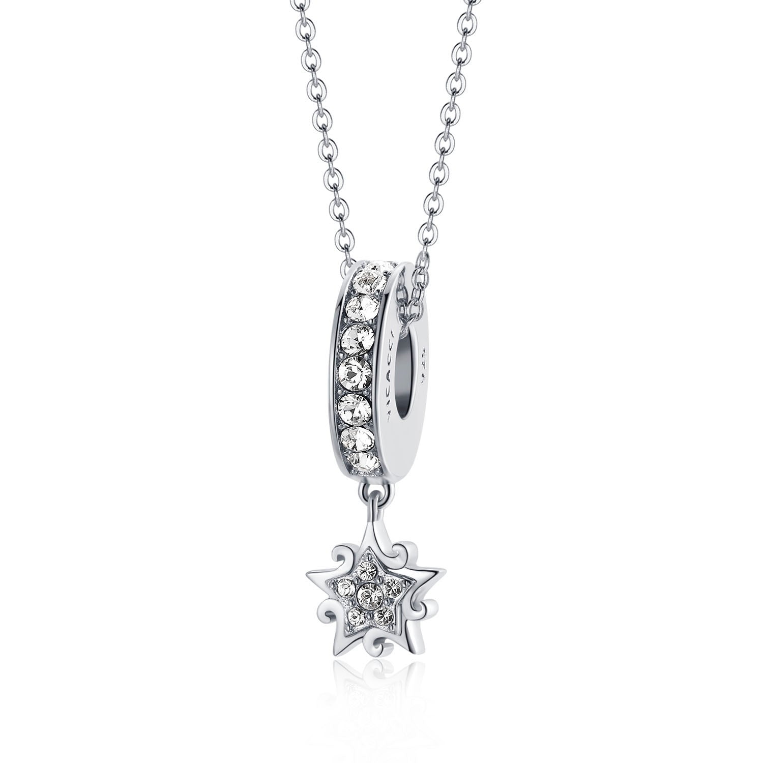 Star Glow beads with white gold plating